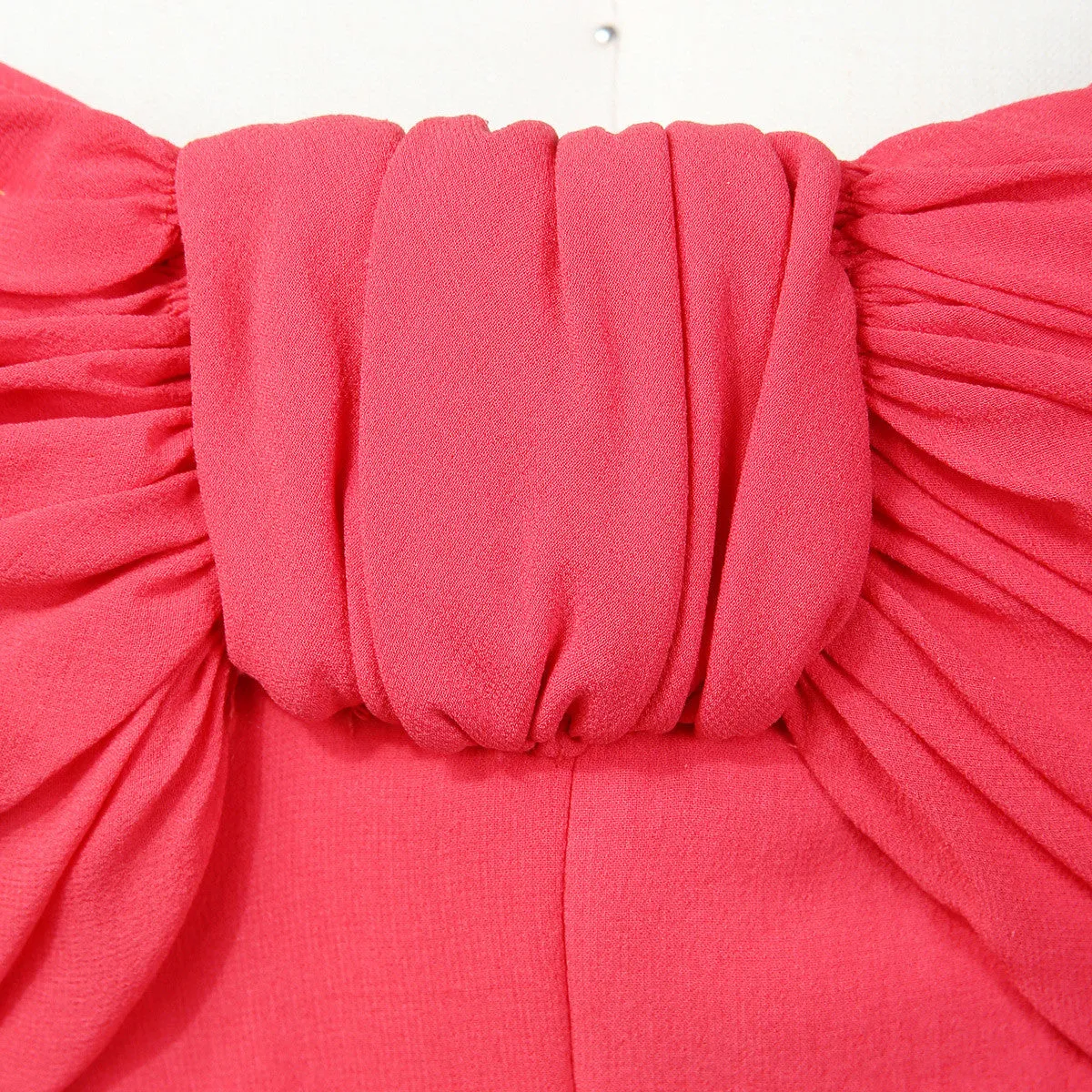 1980s Red Strapless Tiered Gown