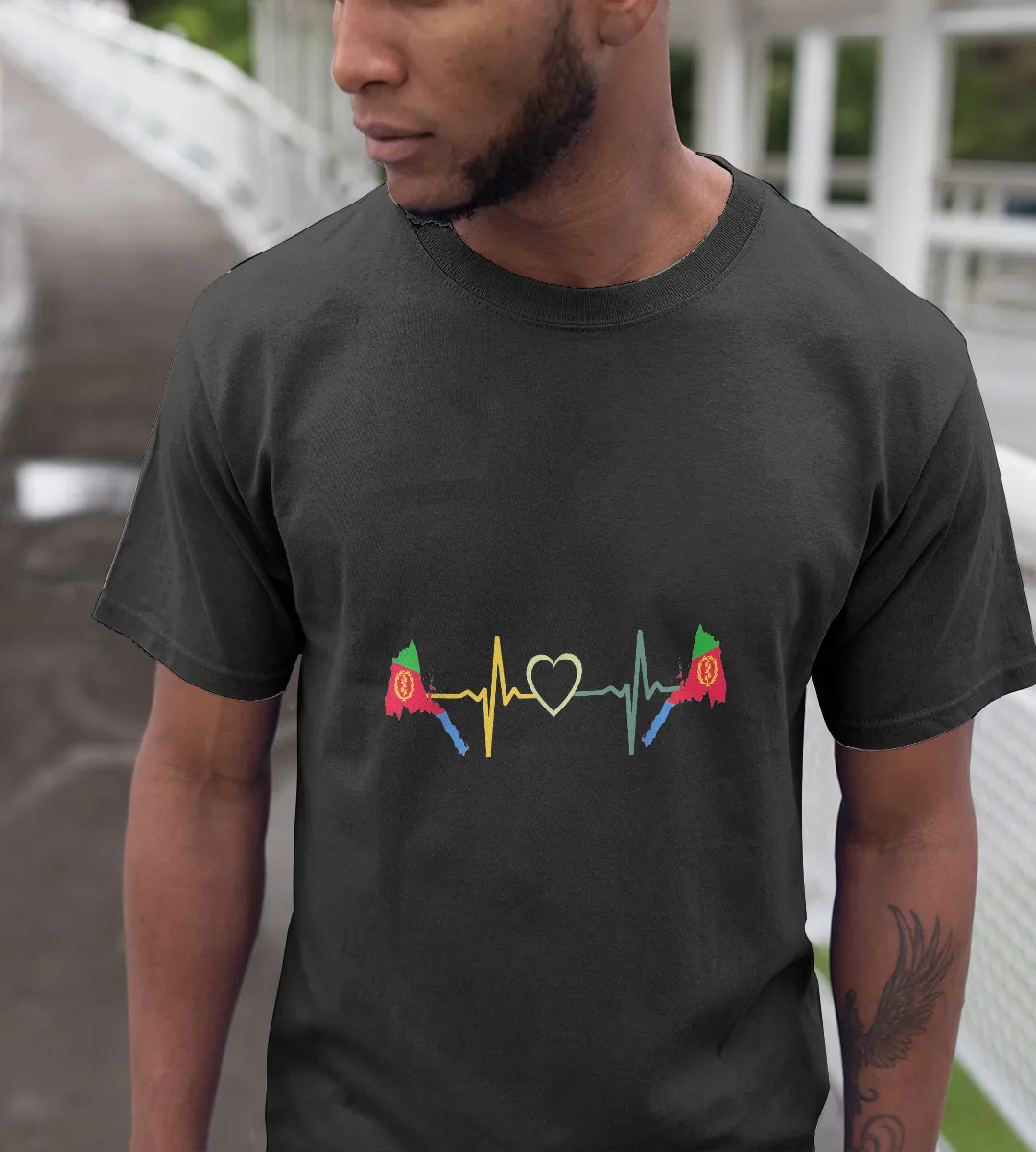 1sttheworld T-Shirt - Eritrean Heartbeat T-Shirt Black A35