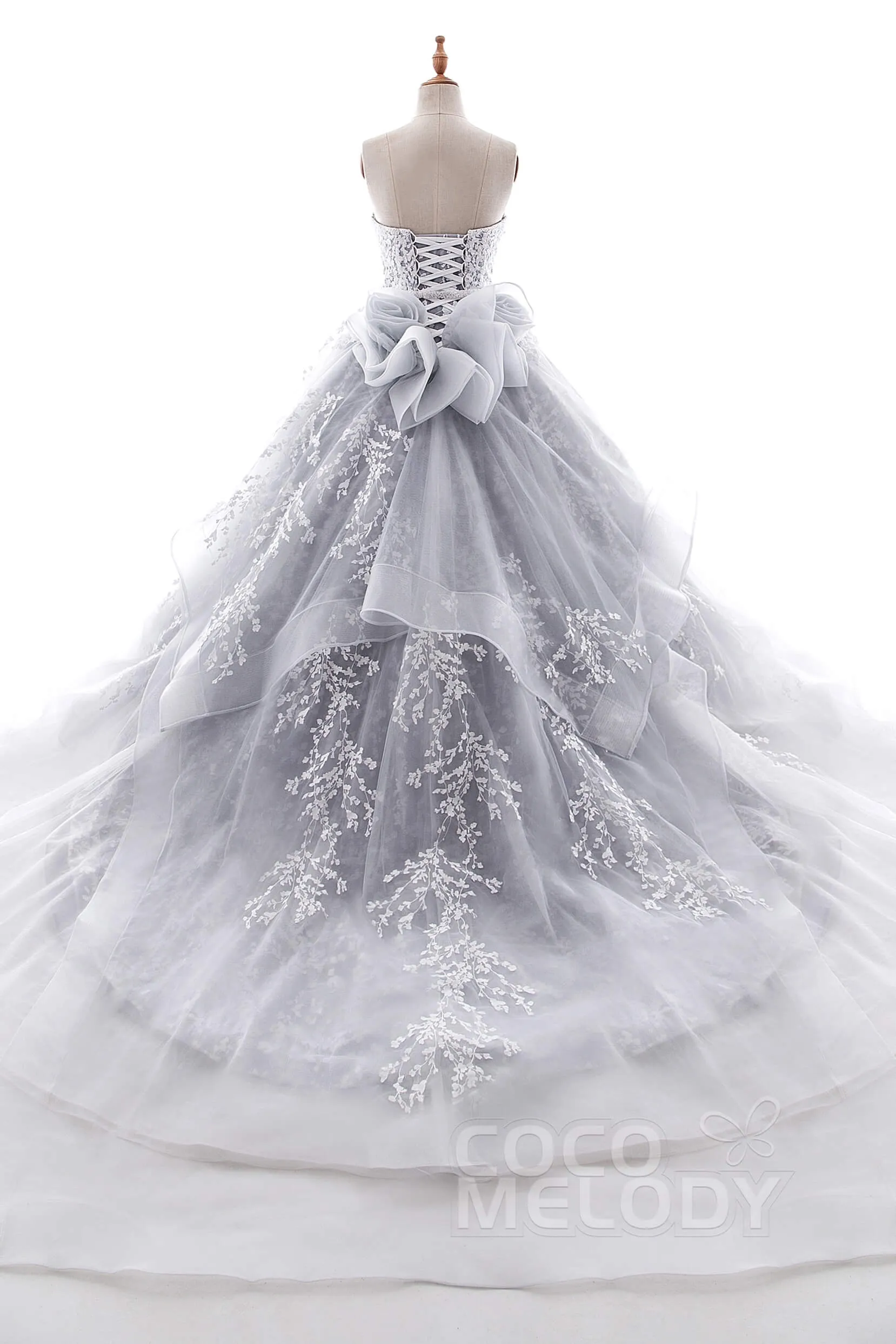 A-Line Chapel Train Tulle Wedding Dress LD5054