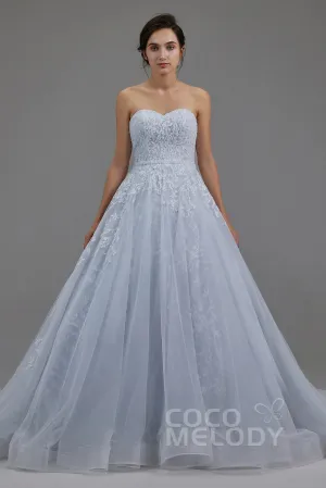 A-Line Chapel Train Tulle Wedding Dress LD5054