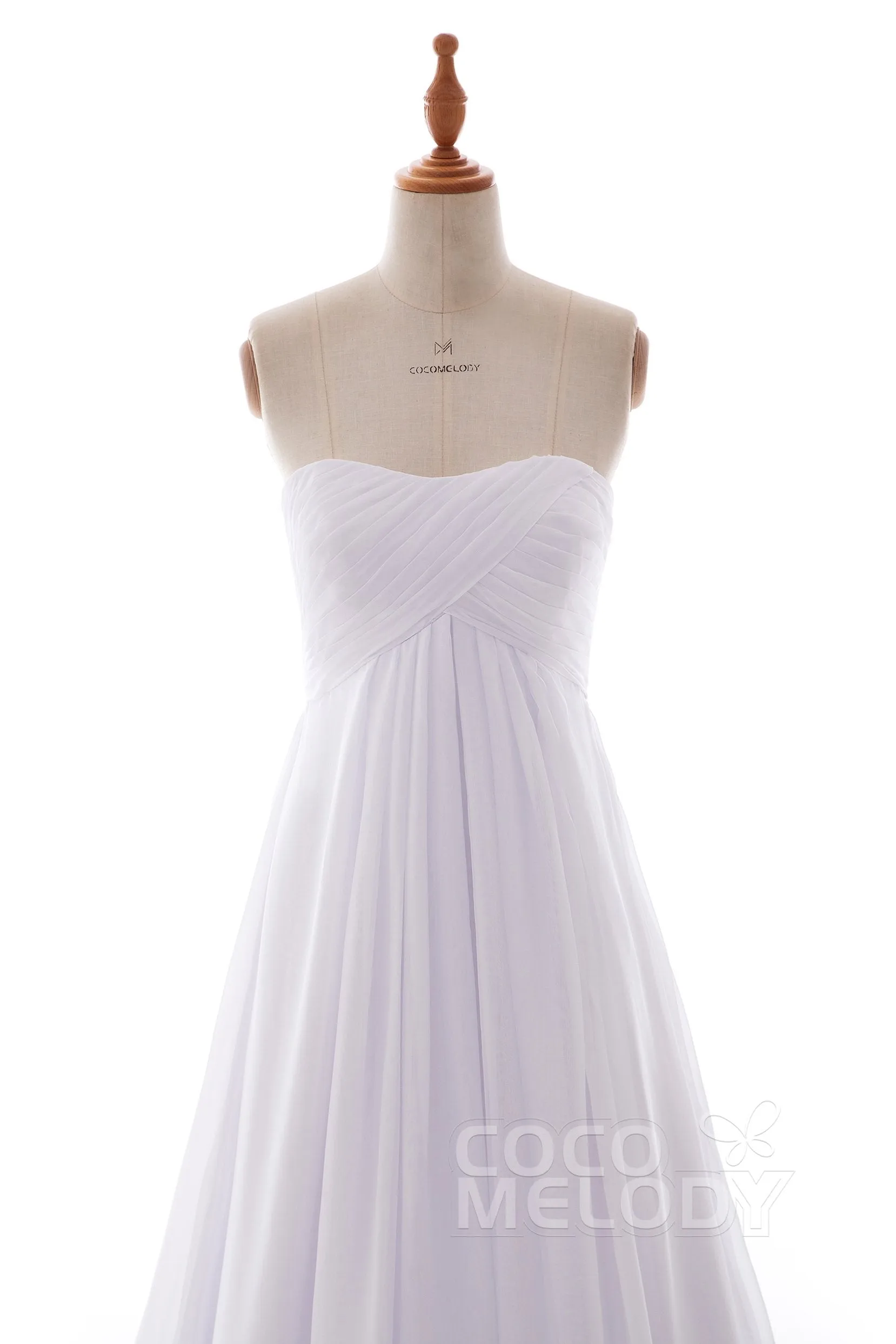 A-Line Court Train Chiffon Wedding Dress Pleating PR1436