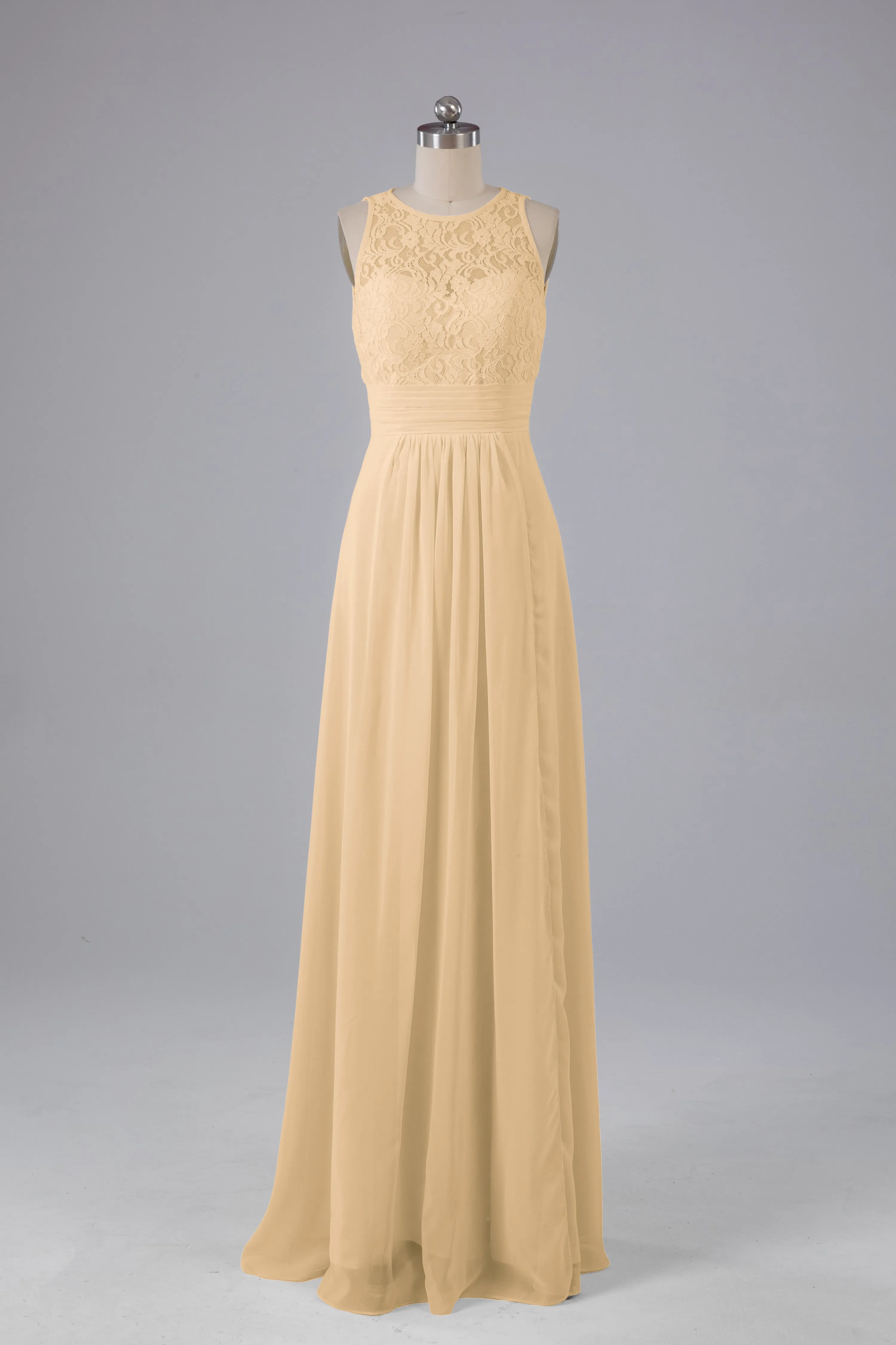 A Line Keyhole Floor Length Bridesmaid Dresses