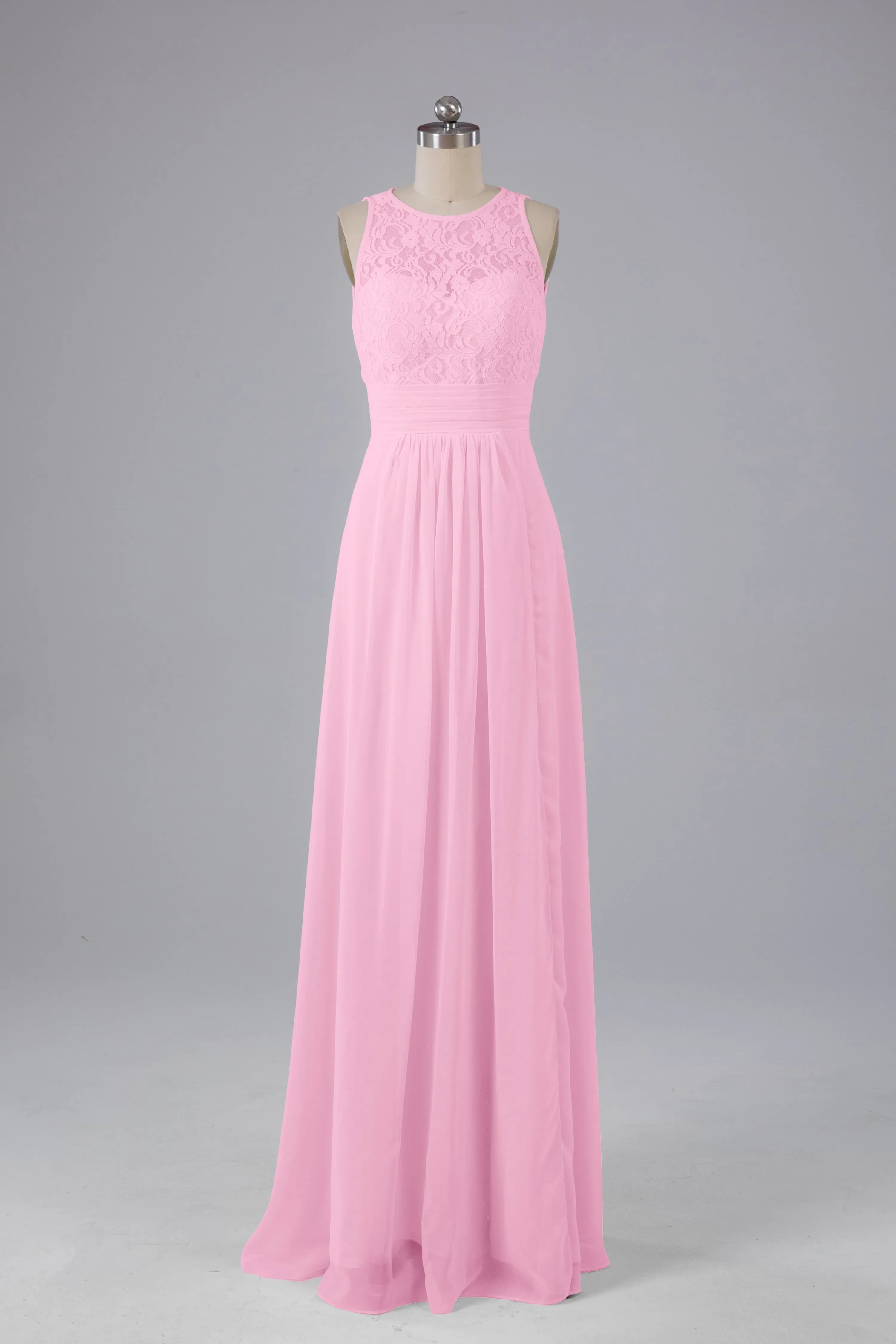 A Line Keyhole Floor Length Bridesmaid Dresses