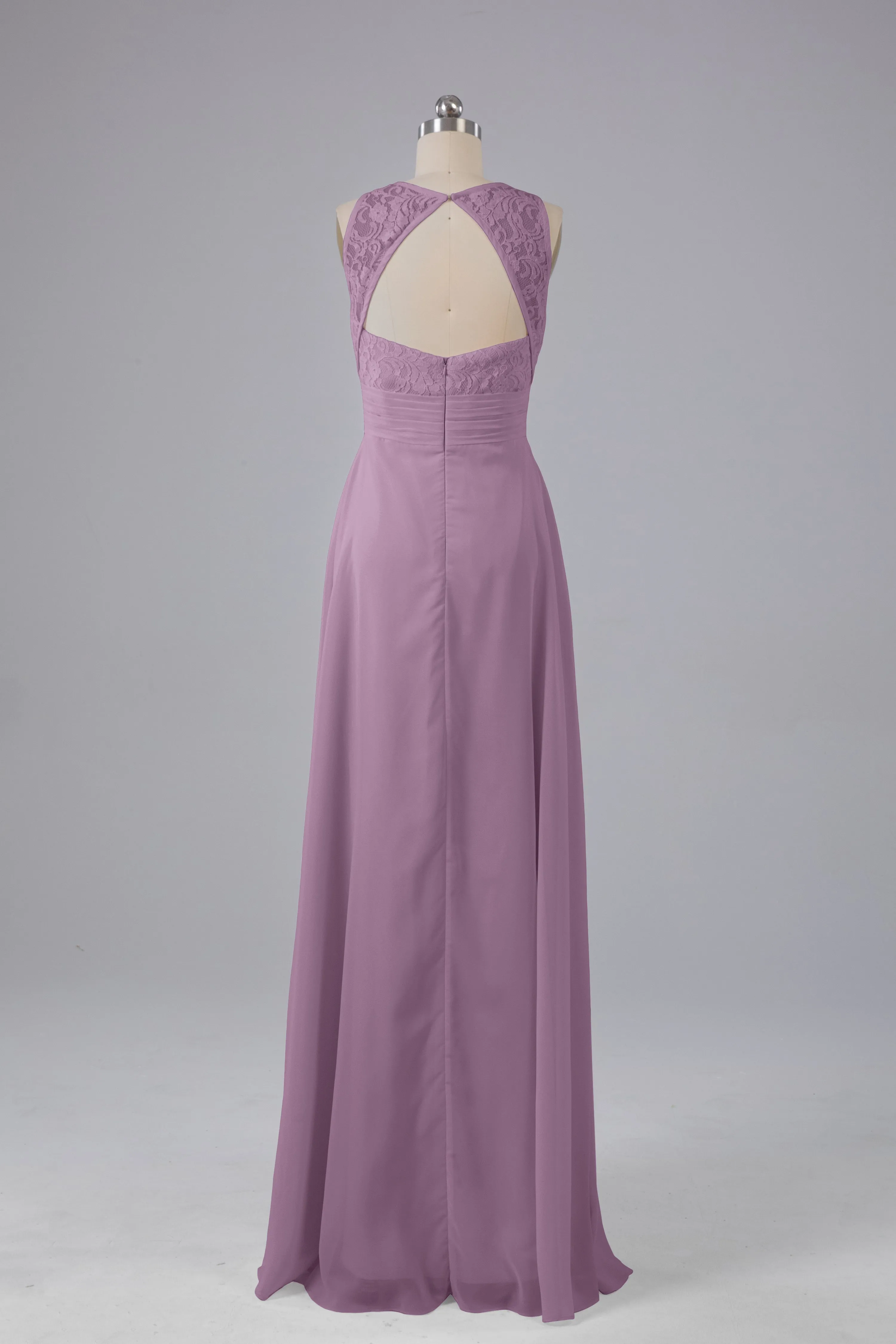 A Line Keyhole Floor Length Bridesmaid Dresses