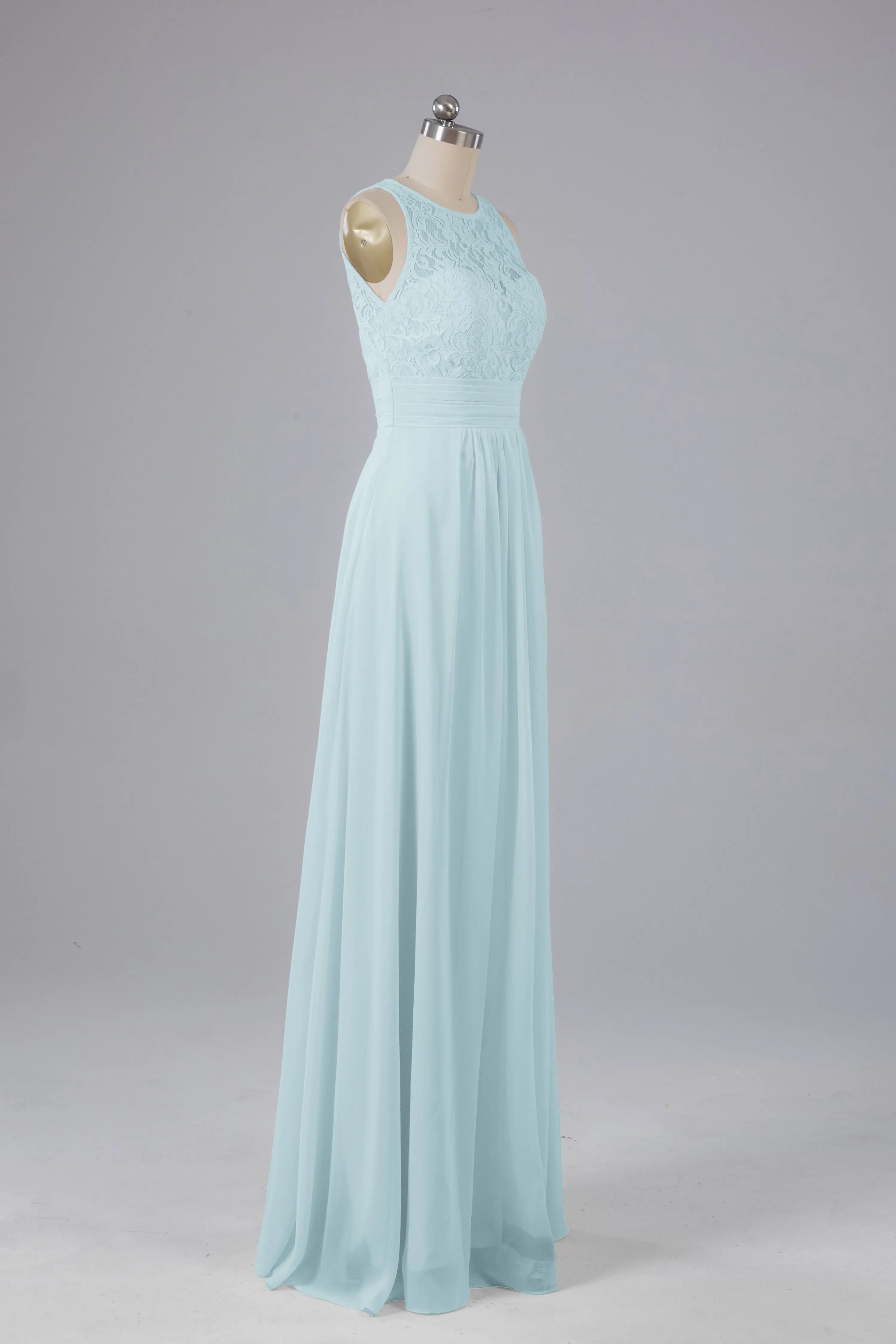 A Line Keyhole Floor Length Bridesmaid Dresses