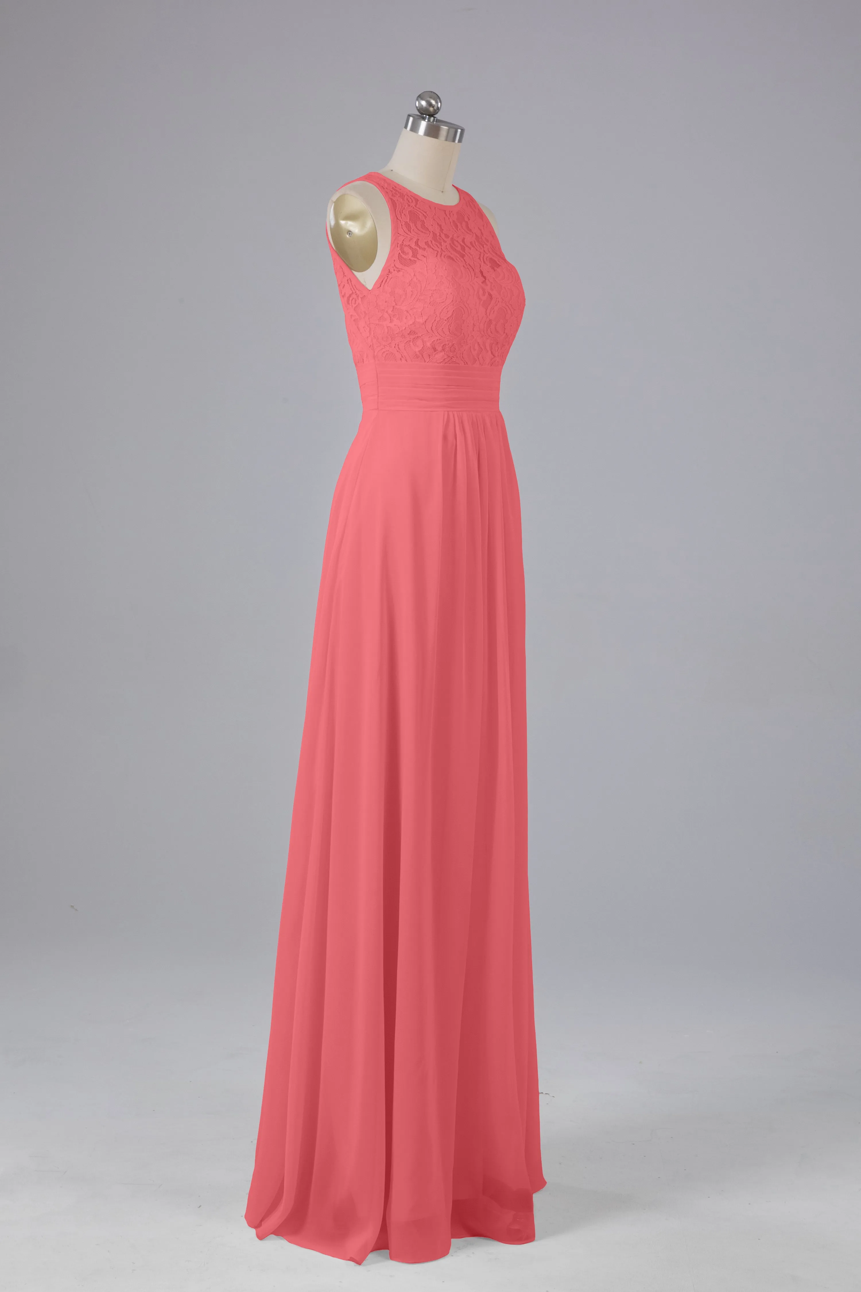 A Line Keyhole Floor Length Bridesmaid Dresses