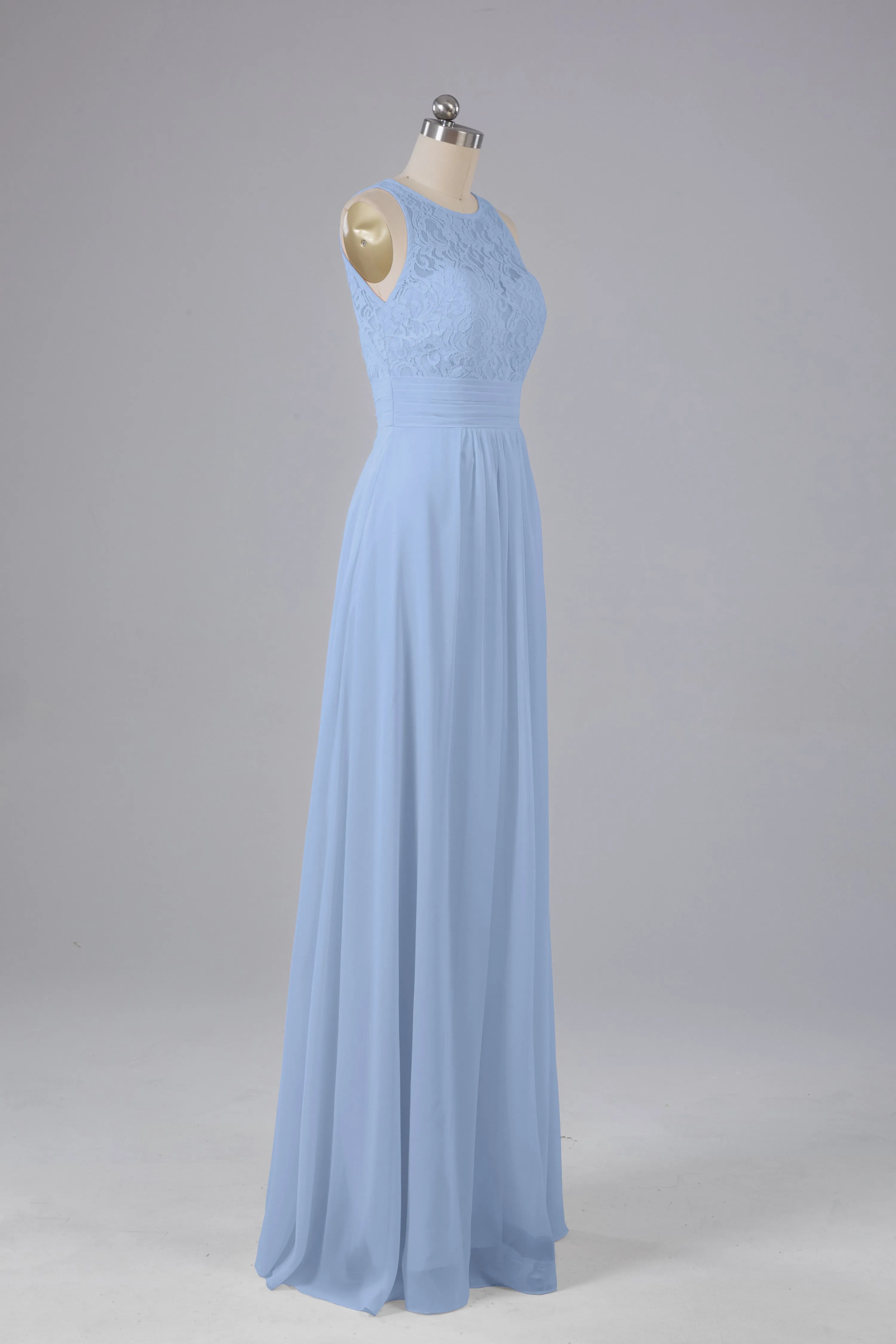 A Line Keyhole Floor Length Bridesmaid Dresses