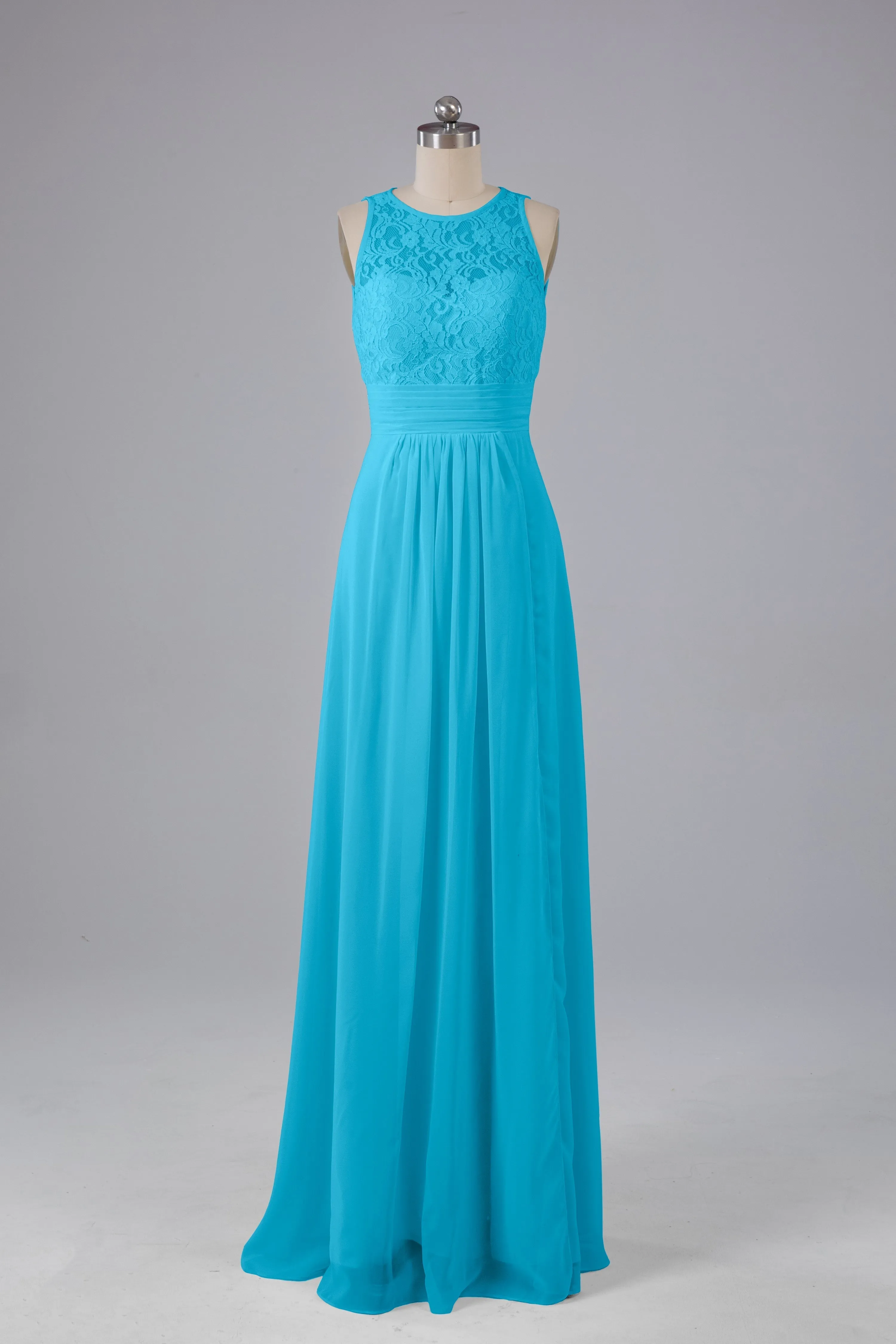 A Line Keyhole Floor Length Bridesmaid Dresses