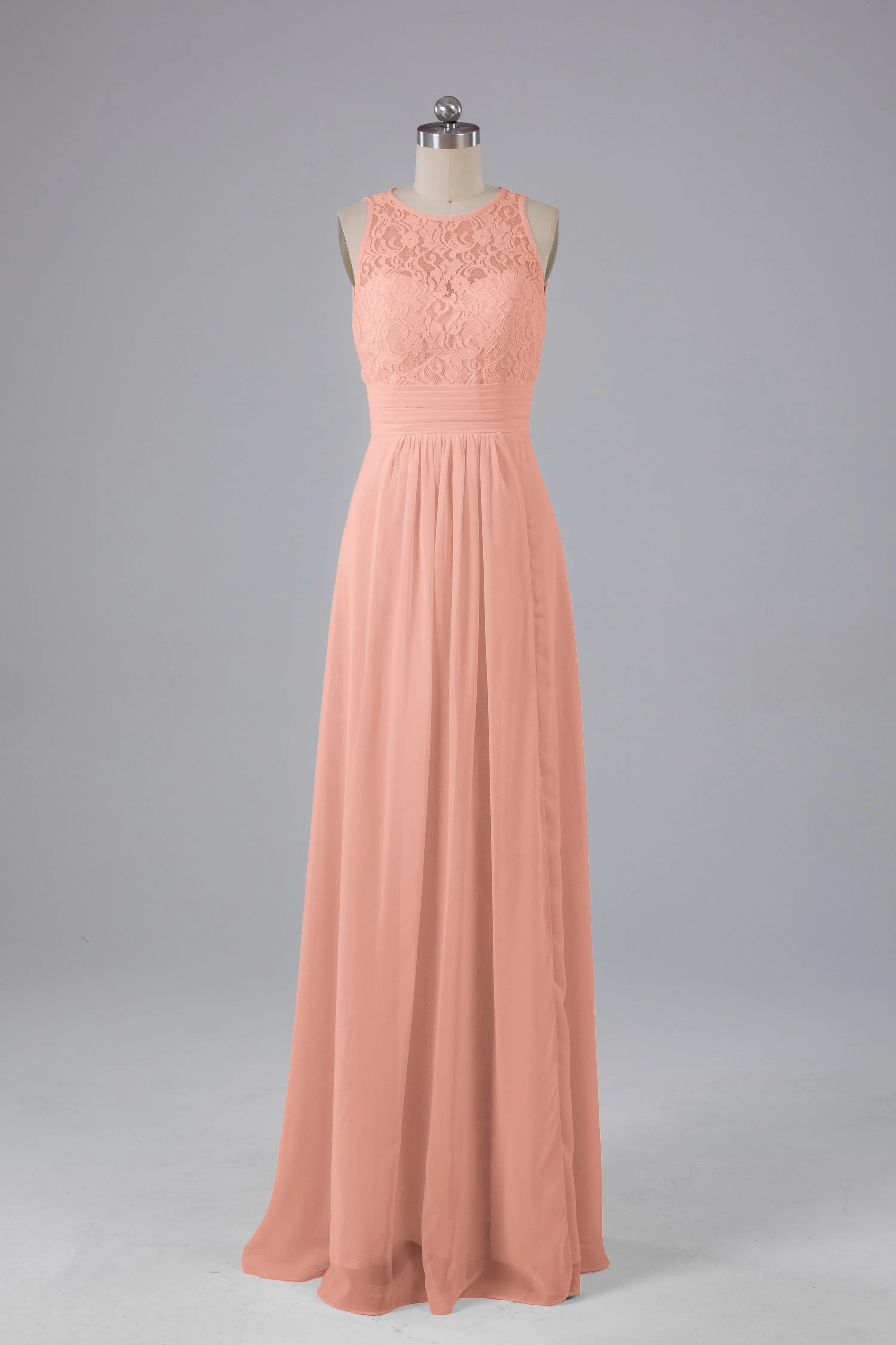 A Line Keyhole Floor Length Bridesmaid Dresses