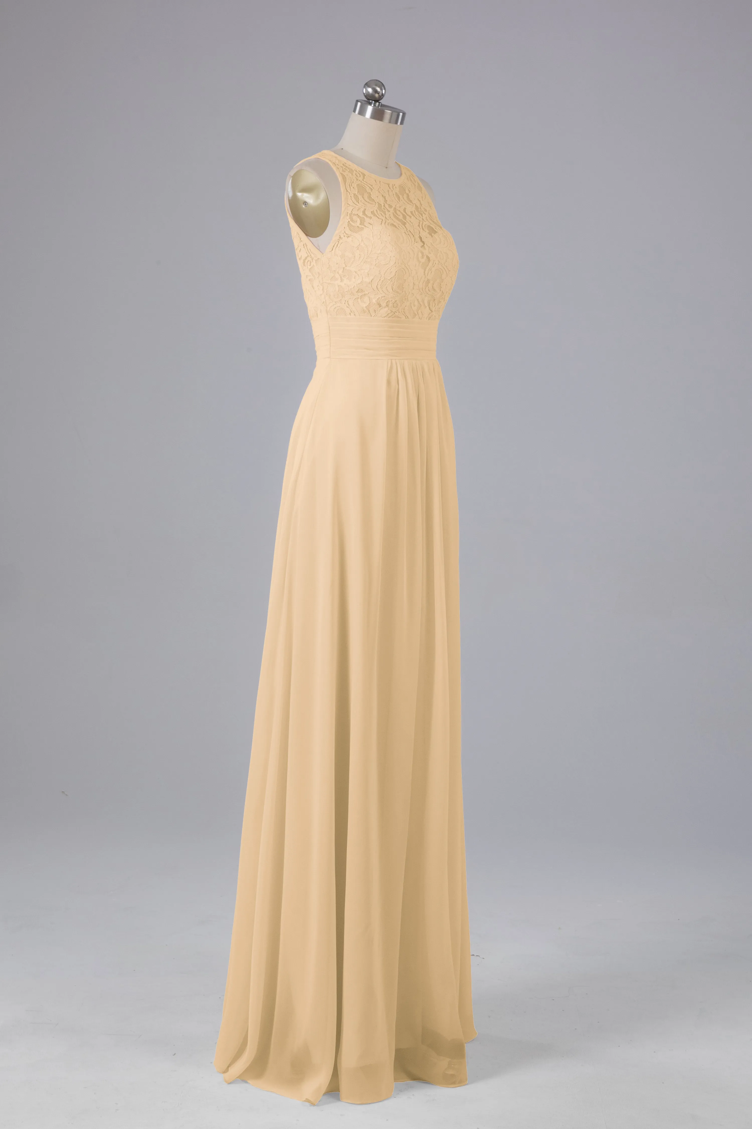 A Line Keyhole Floor Length Bridesmaid Dresses