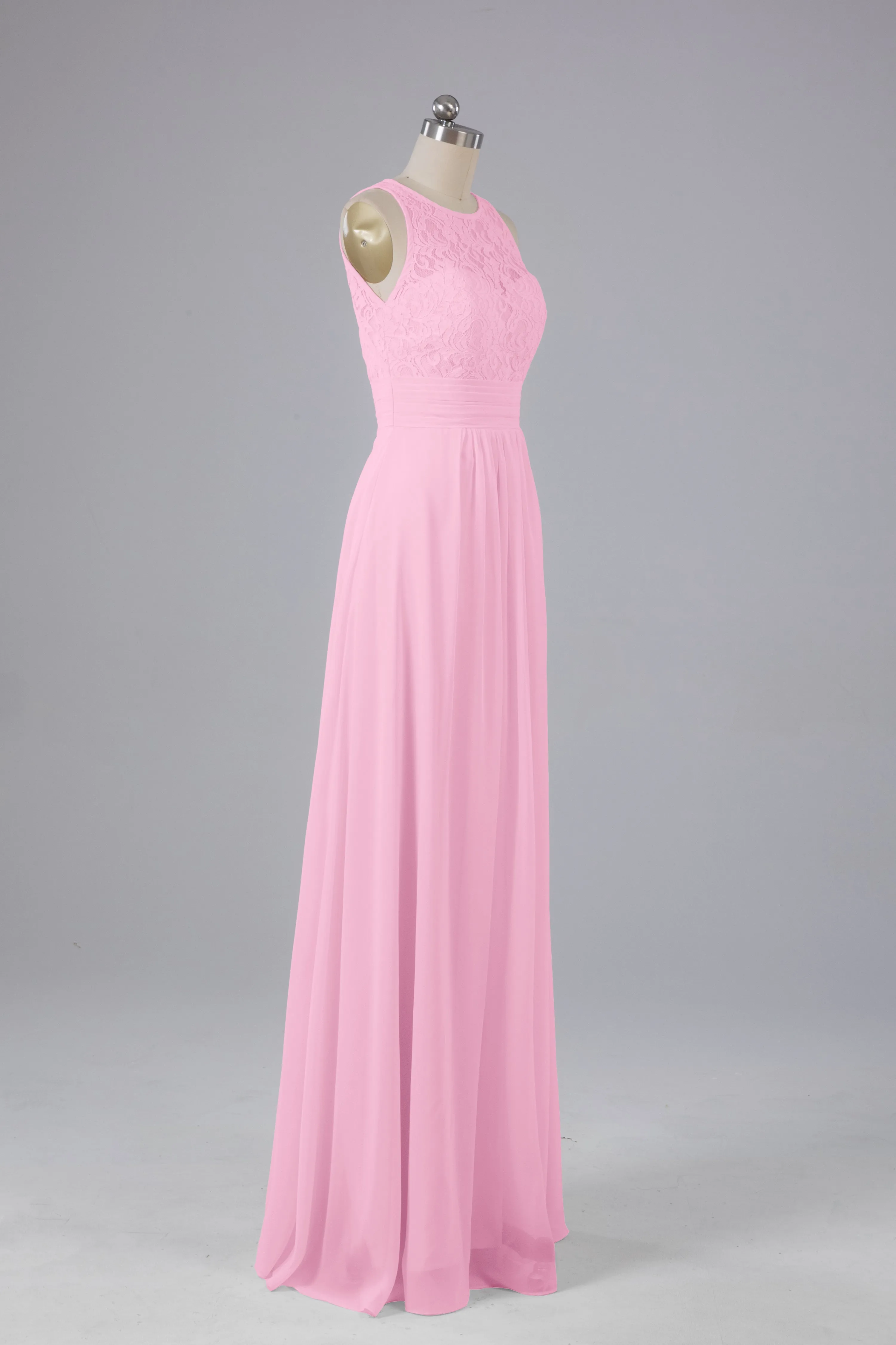 A Line Keyhole Floor Length Bridesmaid Dresses