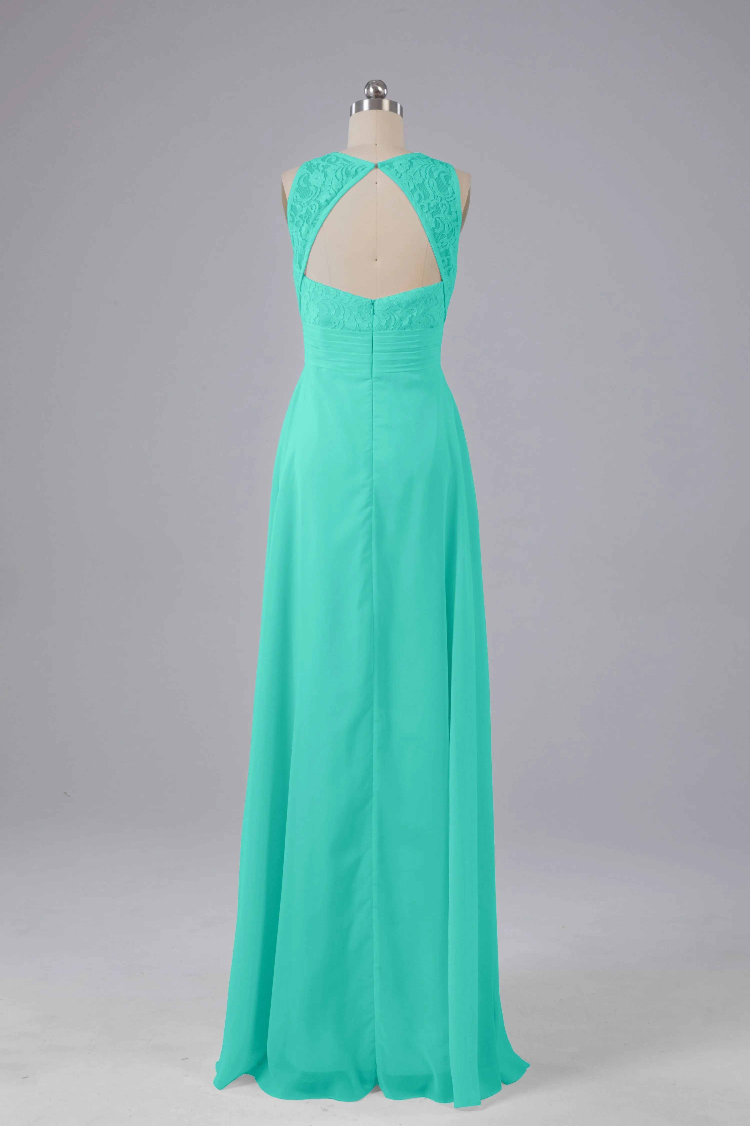 A Line Keyhole Floor Length Bridesmaid Dresses