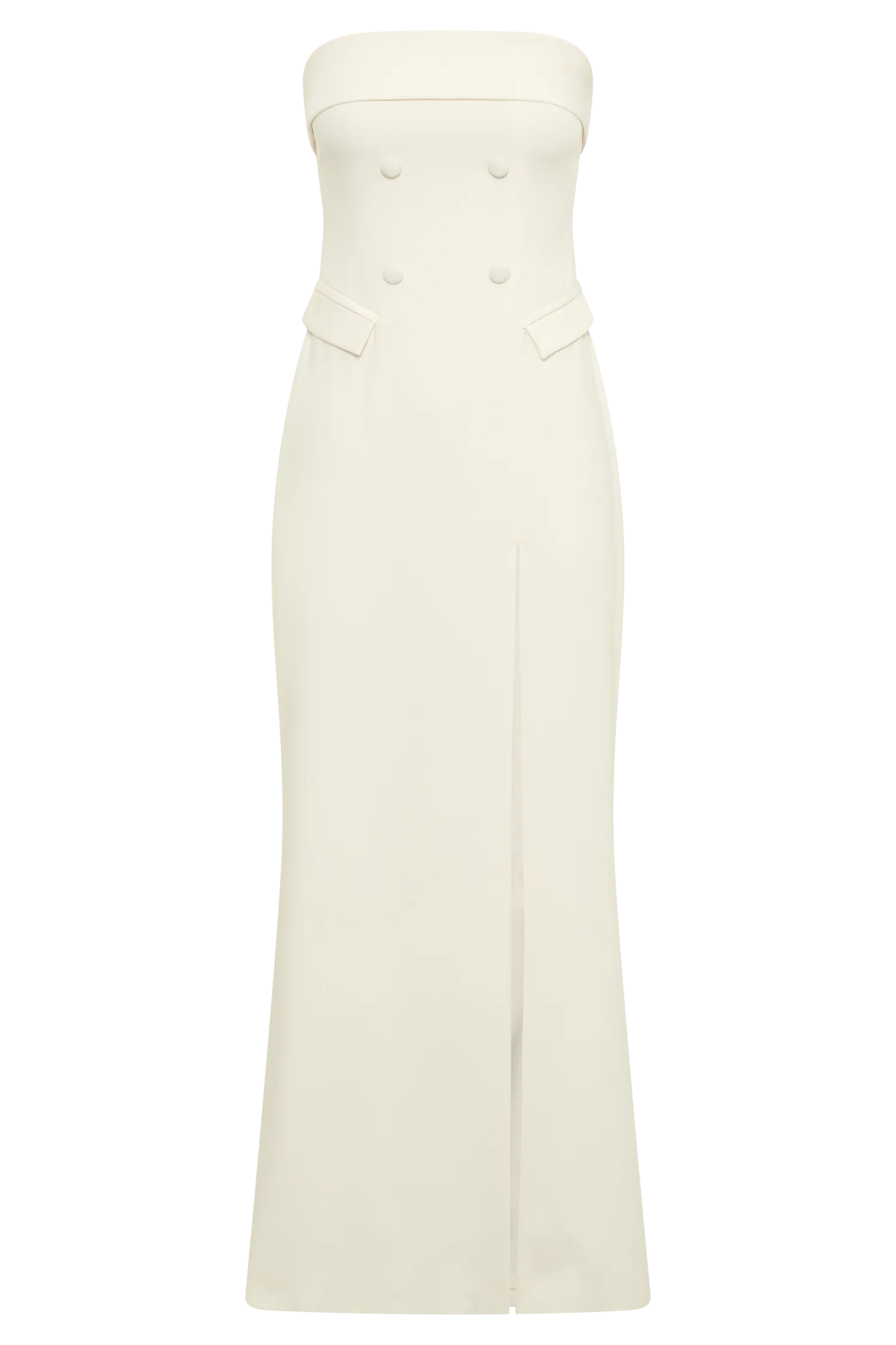 Abbie Strapless Suiting Maxi Dress - Ivory