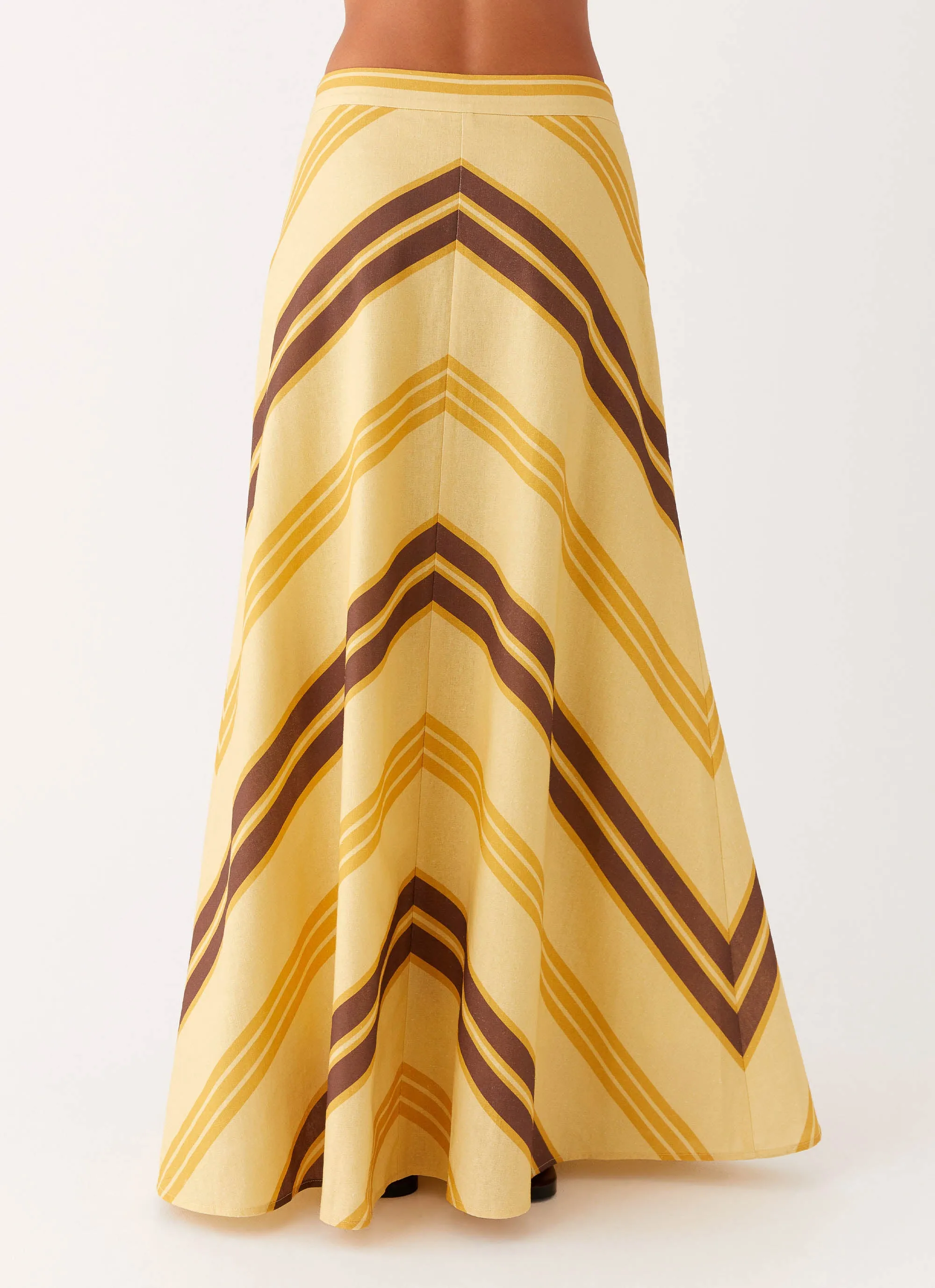 About Me Maxi Skirt - Yellow Brown Stripe