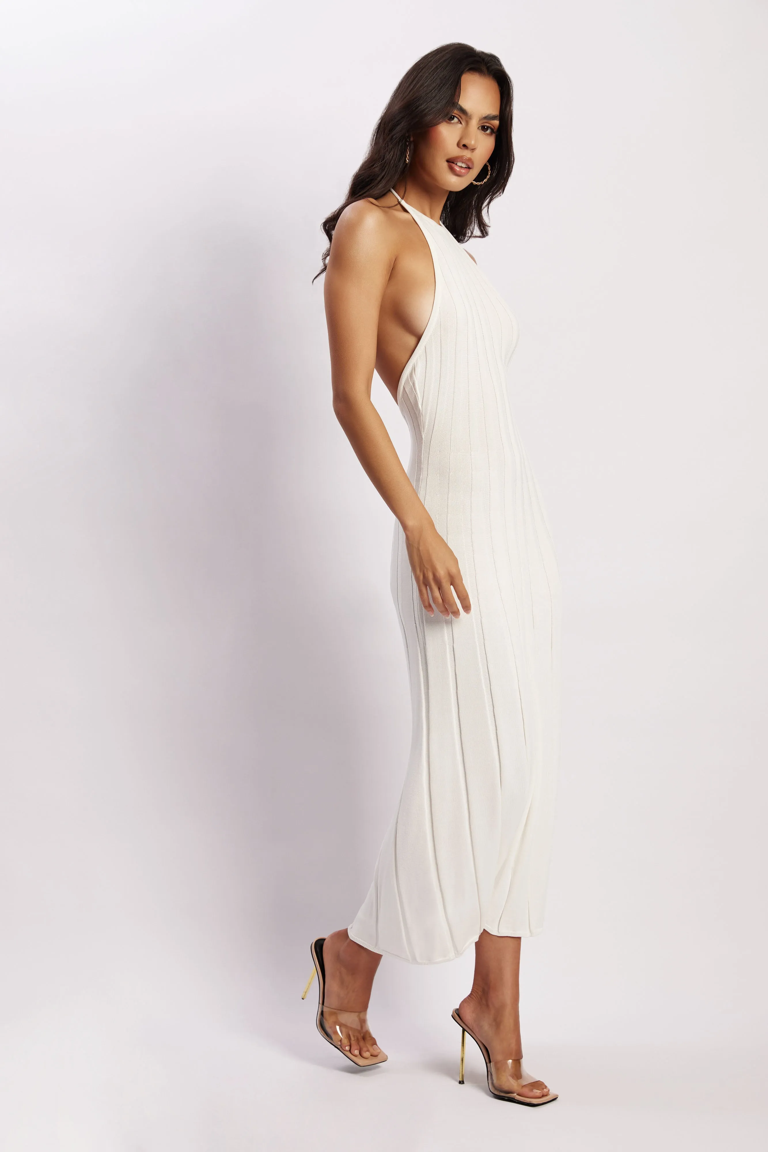 Adrienne Halter Neck Midi Dress - White