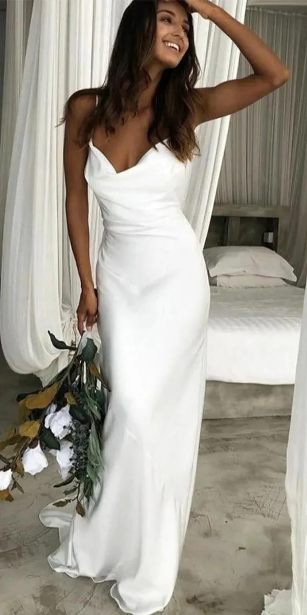 Affodable Mermaid Spaghetti Straps Beach Unique Wedding Dresses WD026