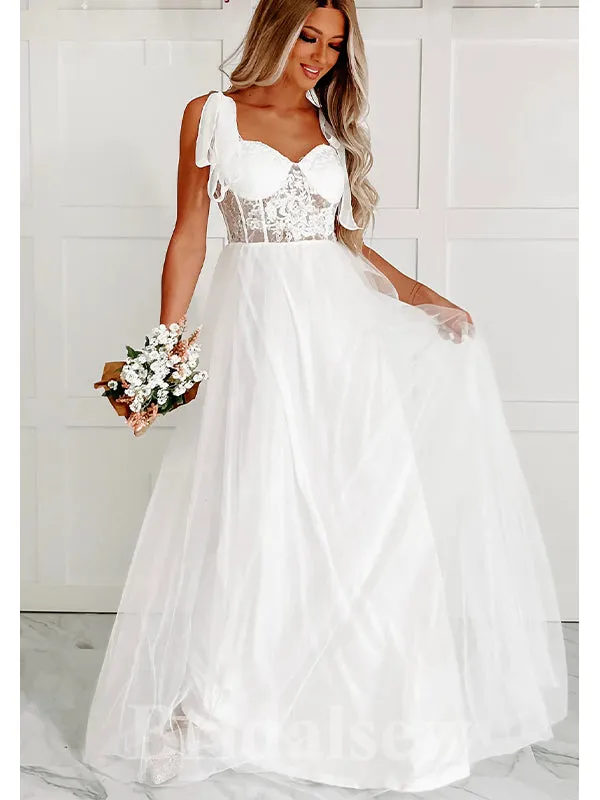 Affordable A-line Lace Elegant Vintage Dream Beach Long Wedding Dresses, Bridal Gown WD478