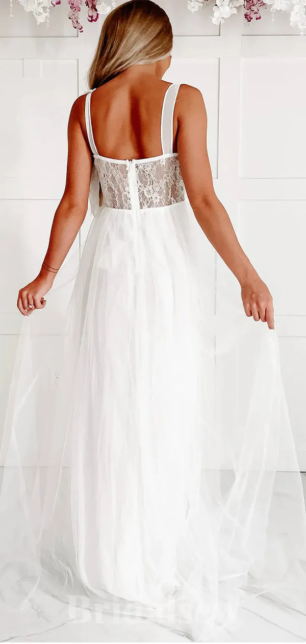 Affordable A-line Lace Elegant Vintage Dream Beach Long Wedding Dresses, Bridal Gown WD478