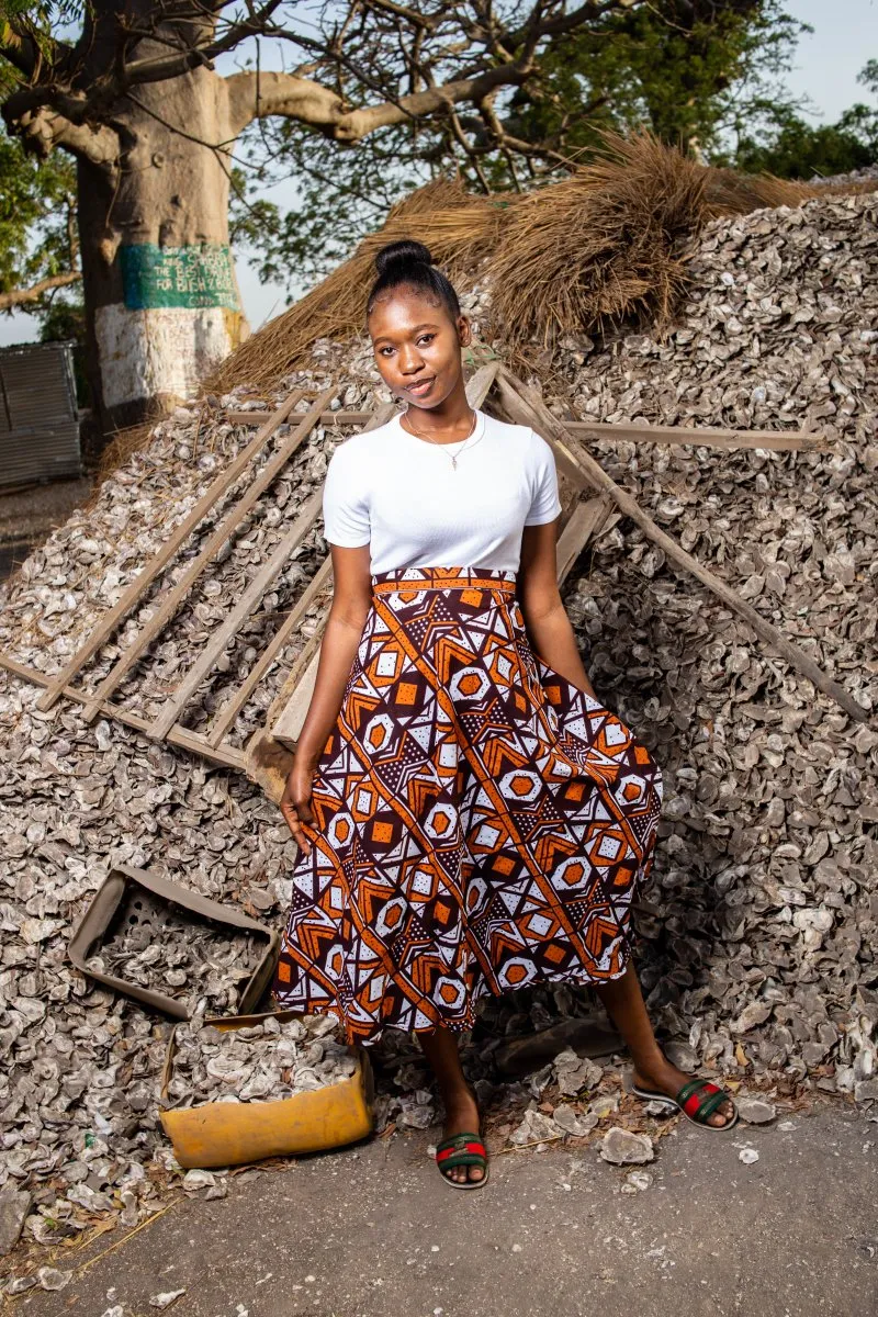 African Wrap Skirt, maxi In Mud Cloth