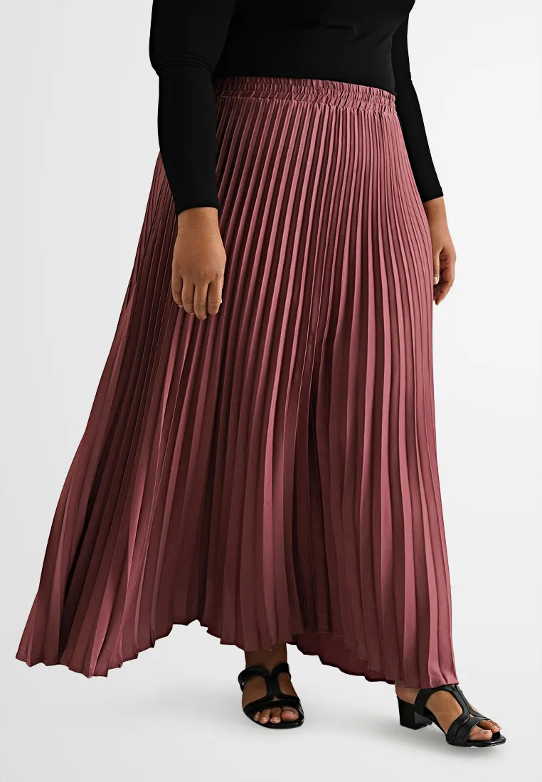 Alani Satin Pleated Flare Skirt