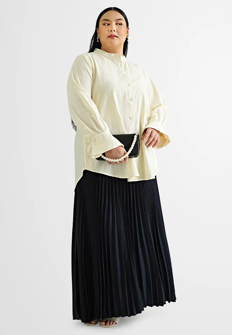 Alani Satin Pleated Flare Skirt