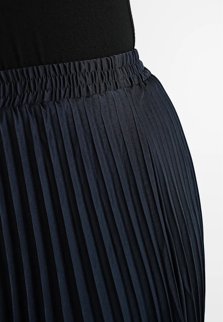 Alani Satin Pleated Flare Skirt