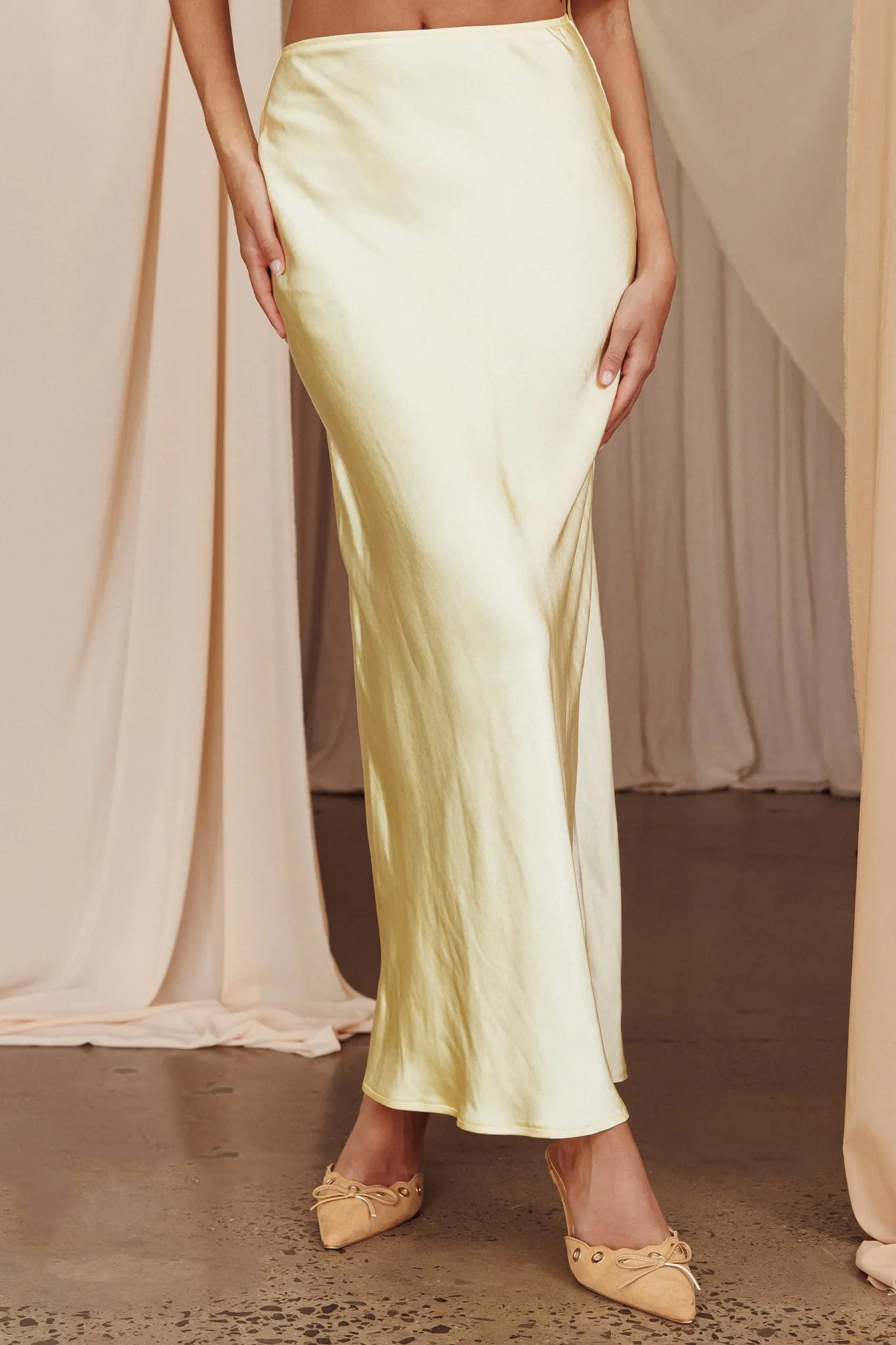 Alivya Satin Maxi Skirt Butter