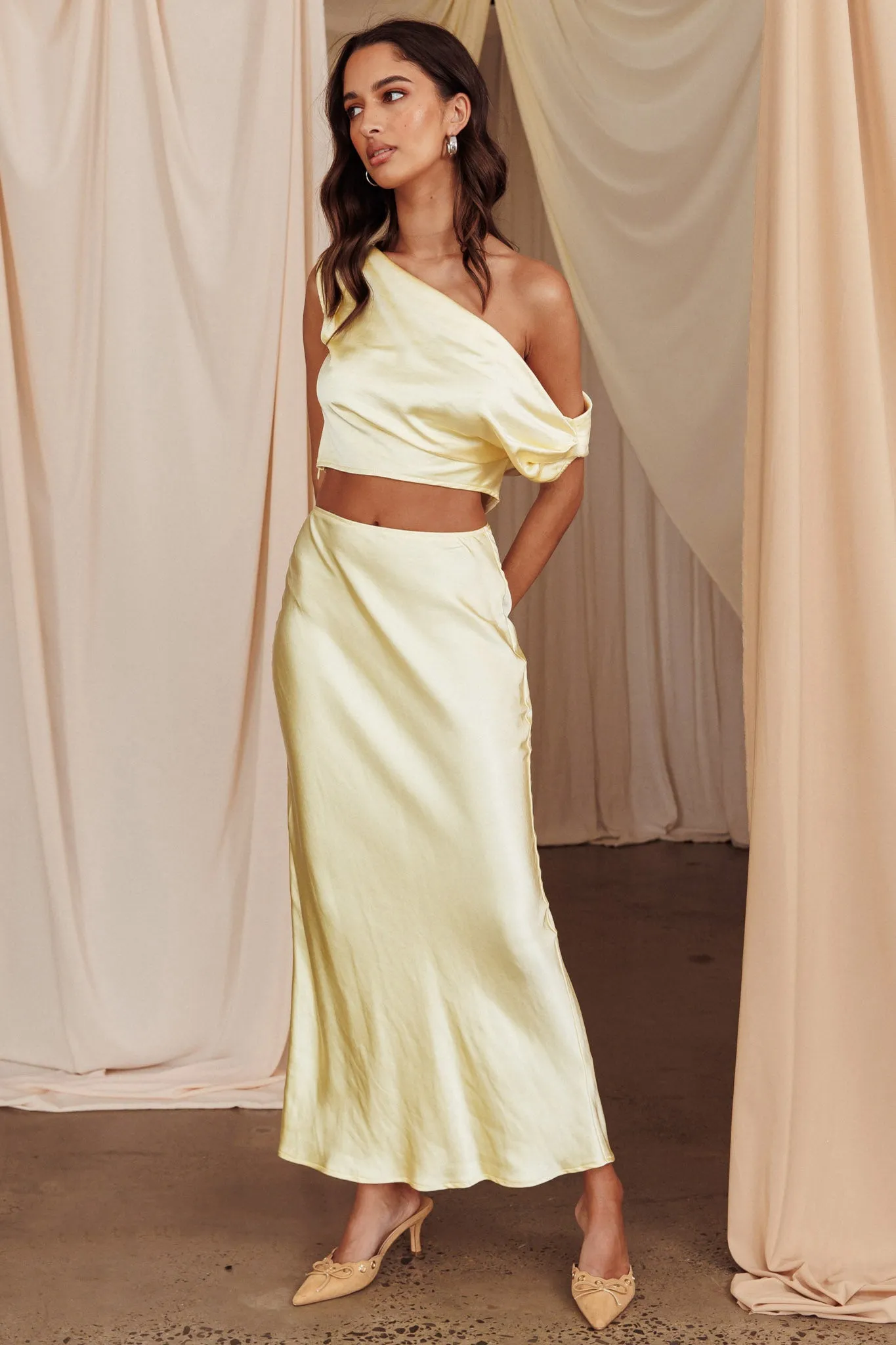 Alivya Satin Maxi Skirt Butter