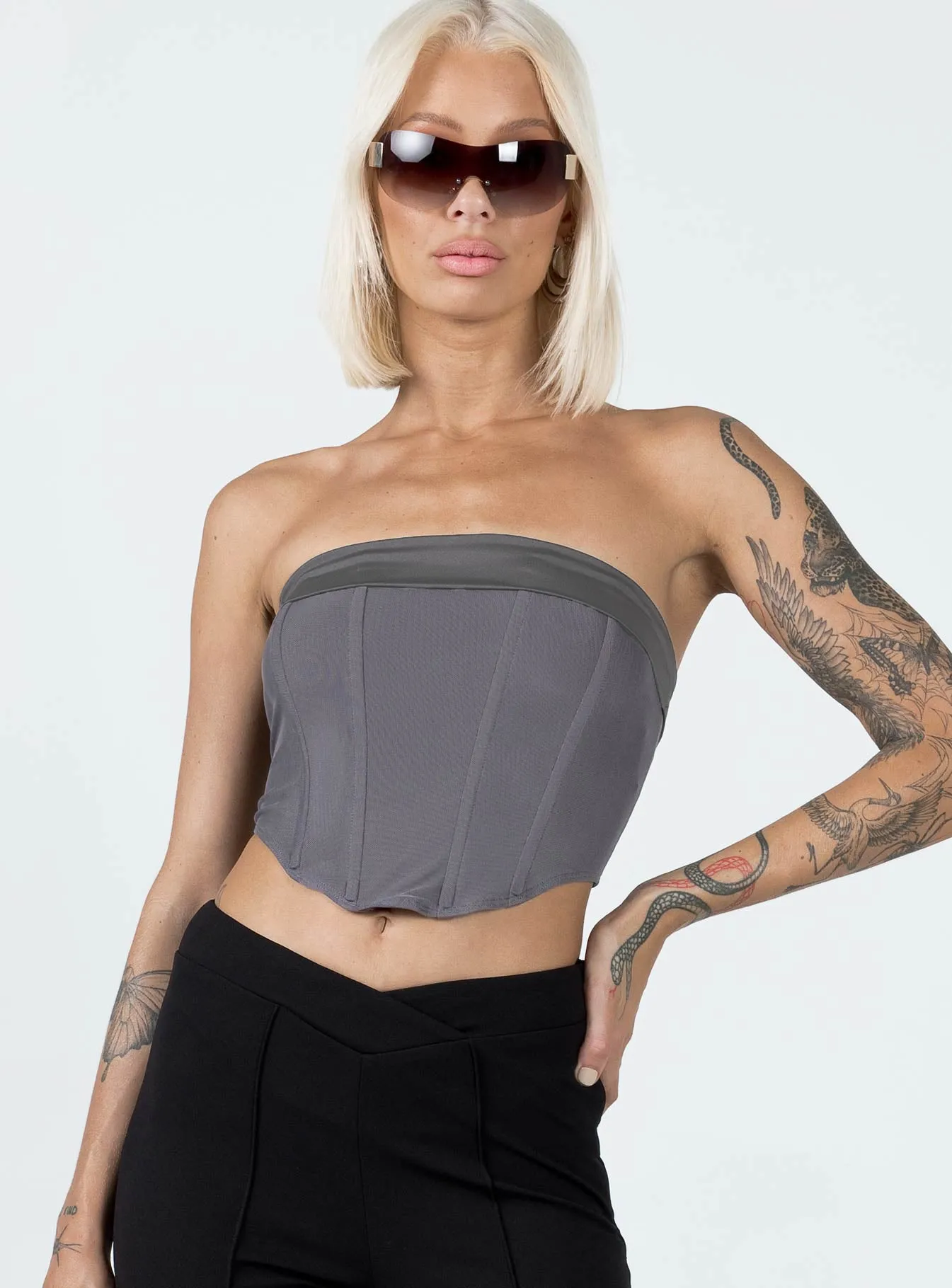 Alma Strapless Top Slate