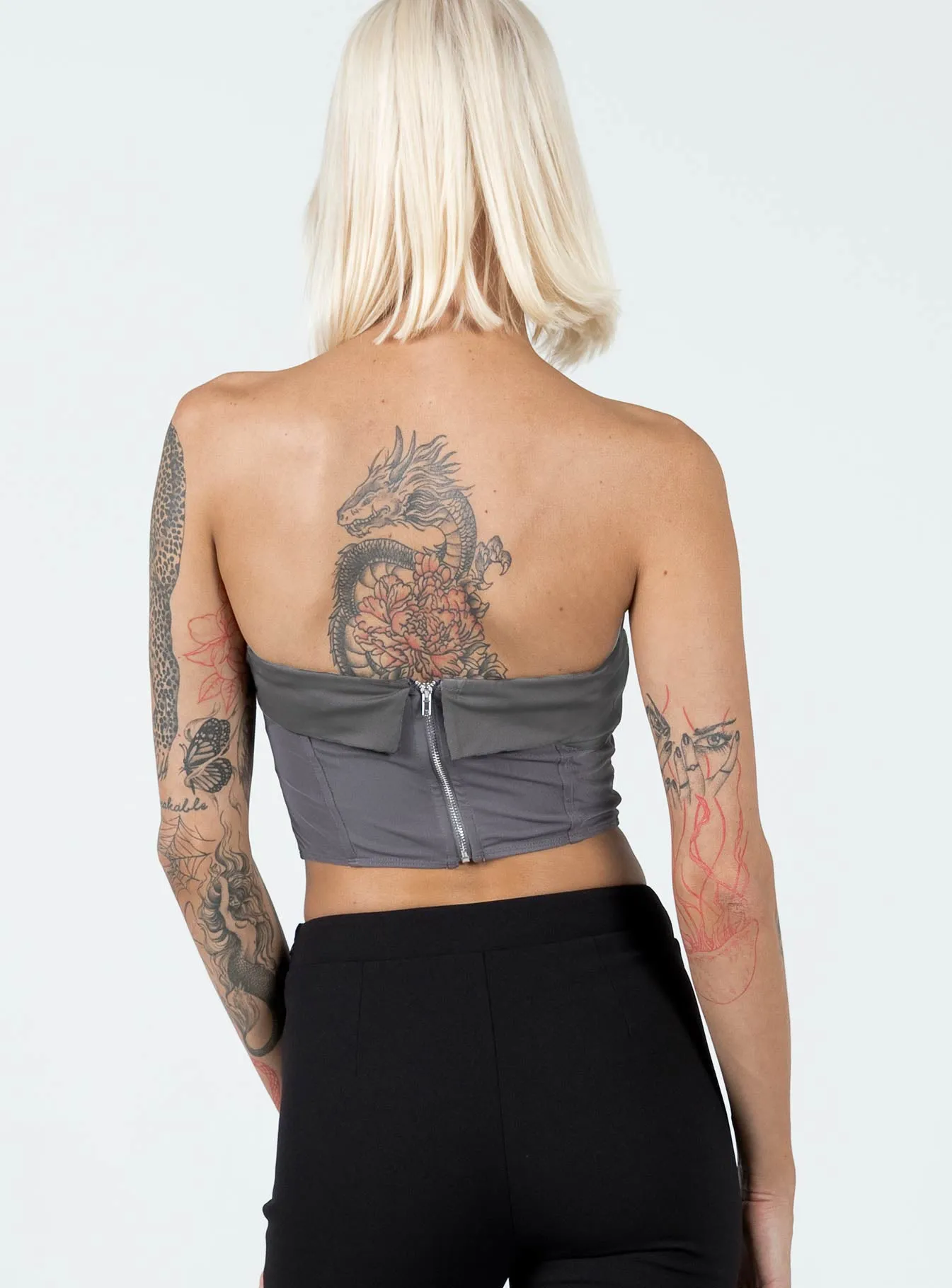 Alma Strapless Top Slate