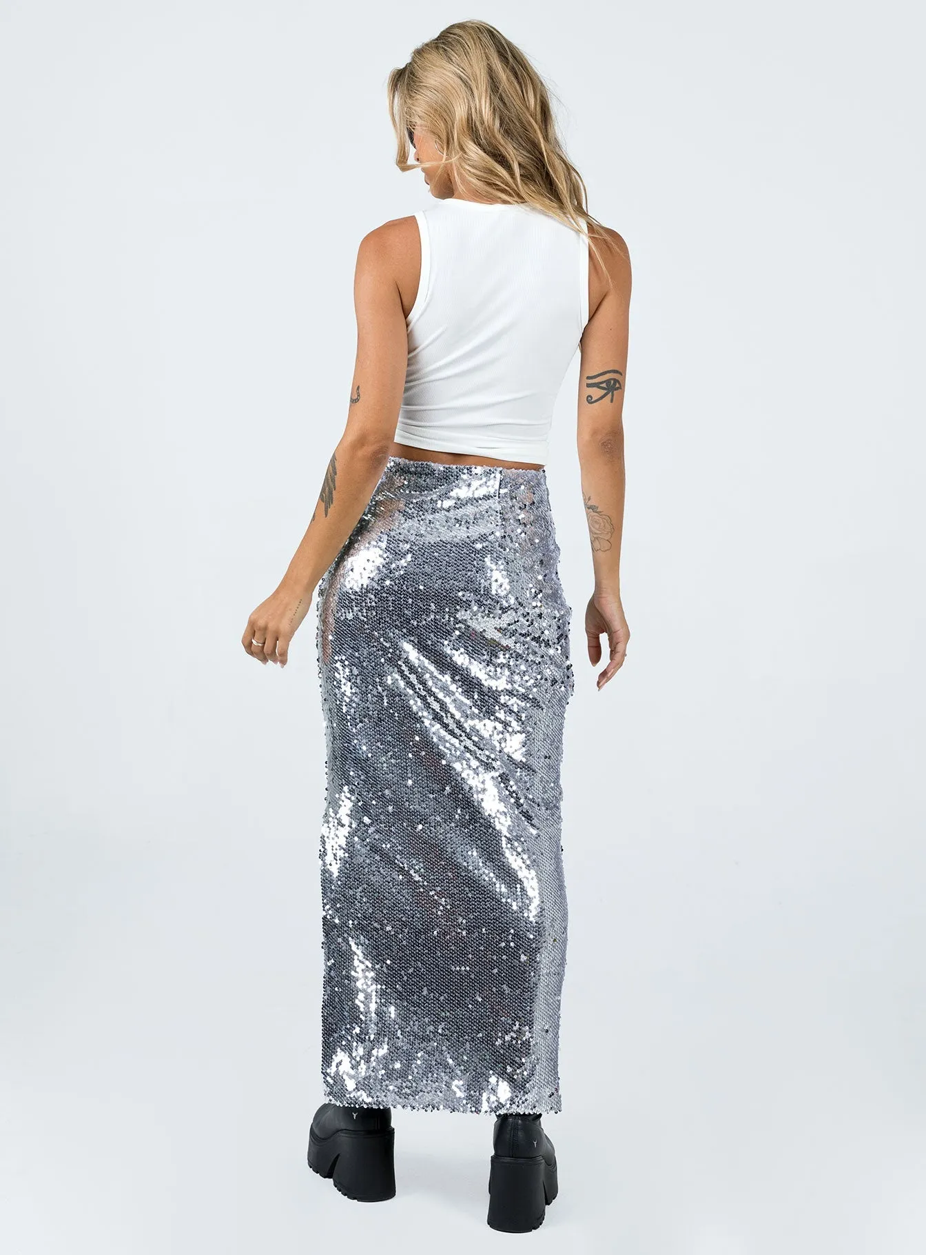 Alyce Maxi Skirt Silver