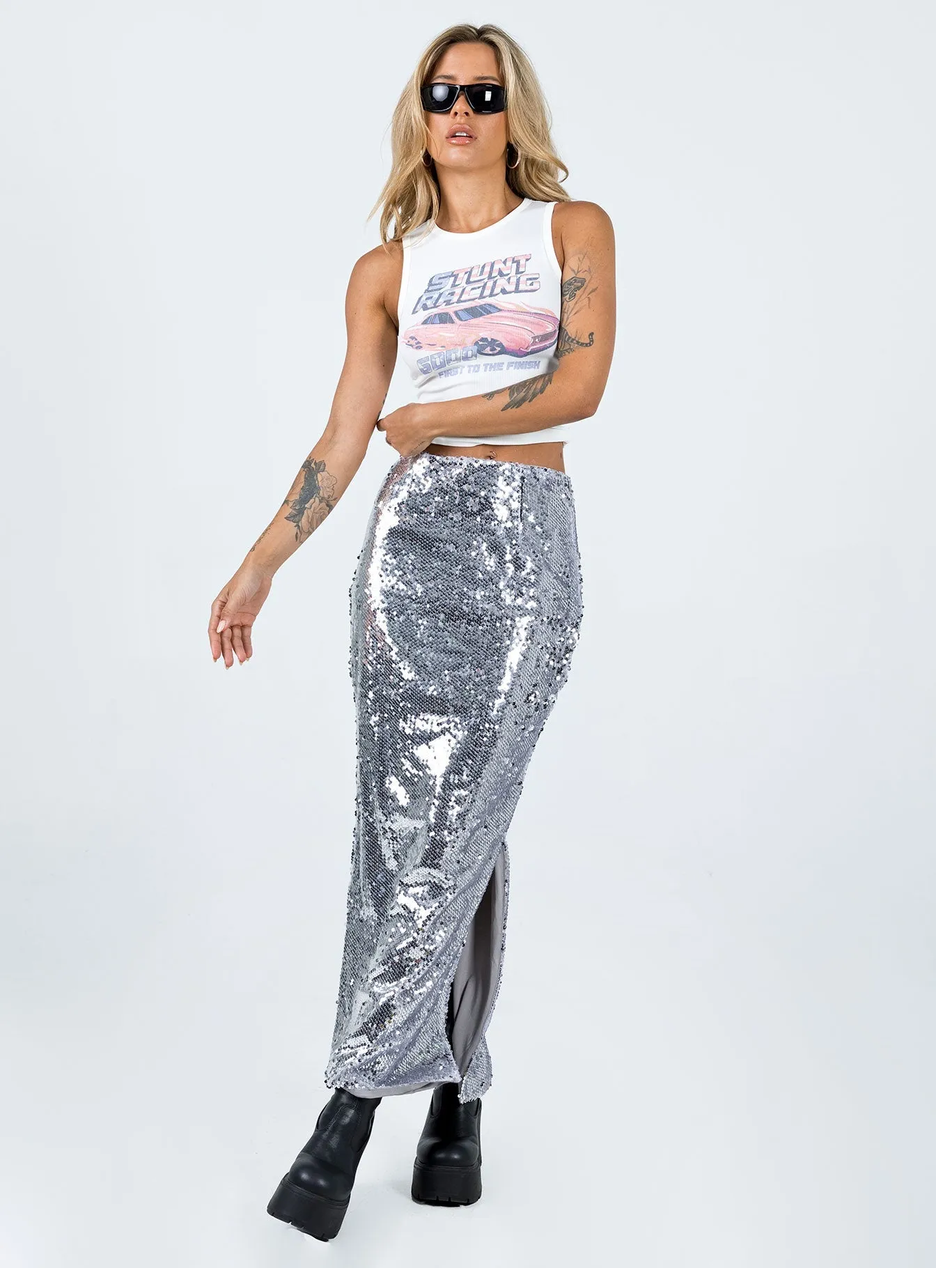 Alyce Maxi Skirt Silver