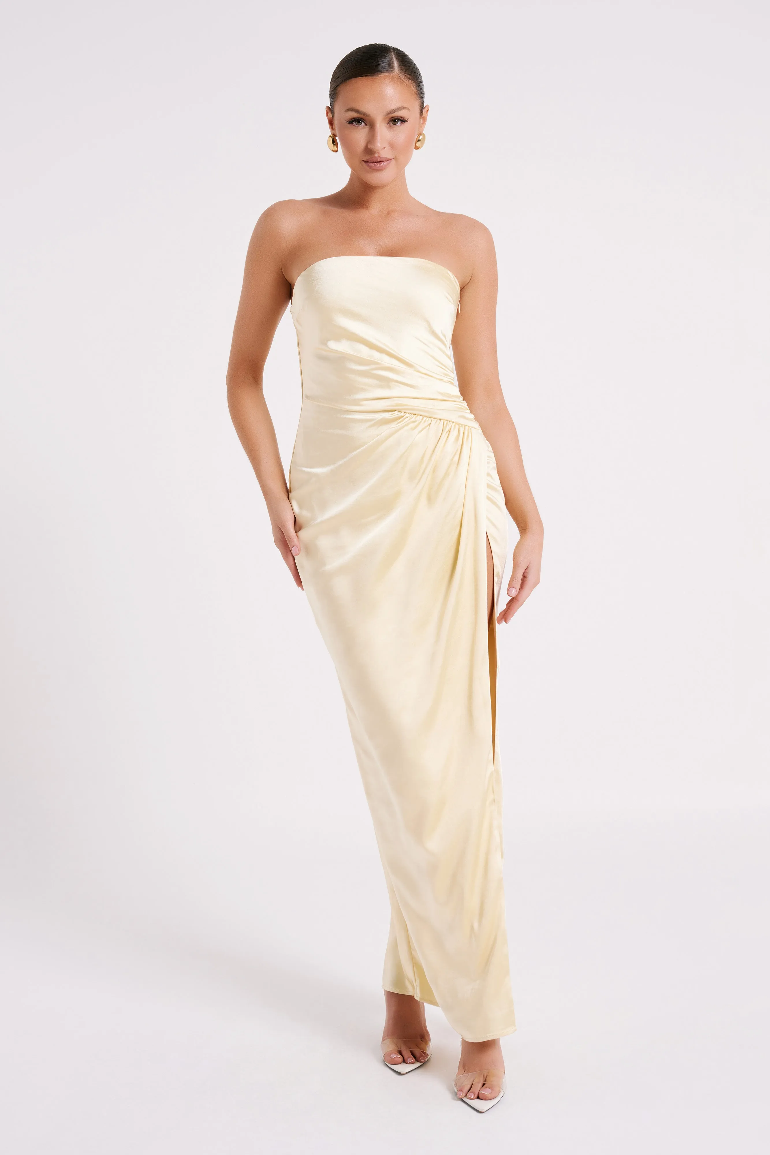 Aminah Draped Strapless Maxi Dress - Butter