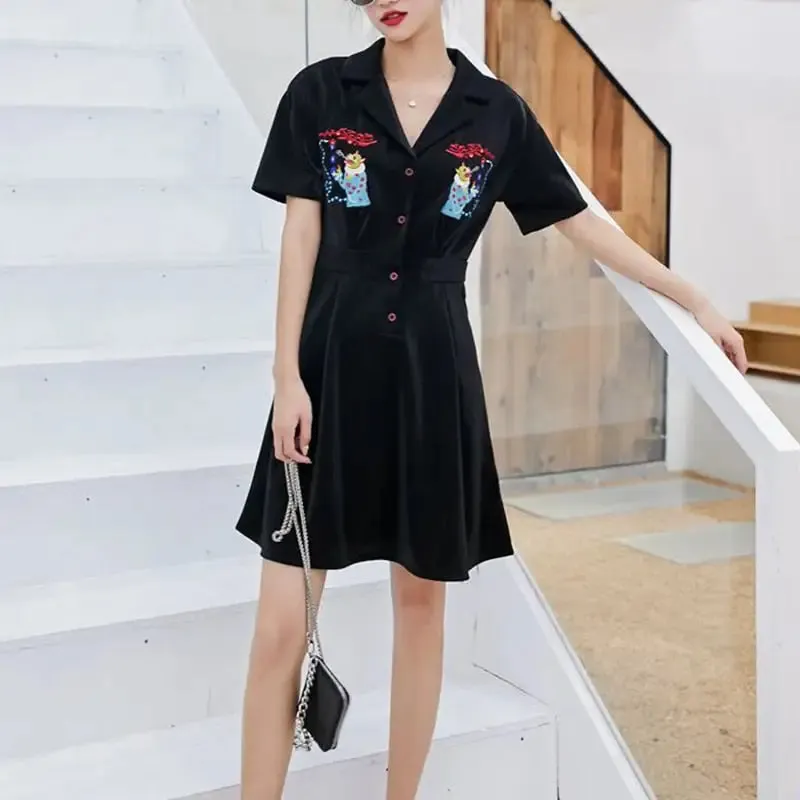 Animal Embroidery Short Sleeve Dress