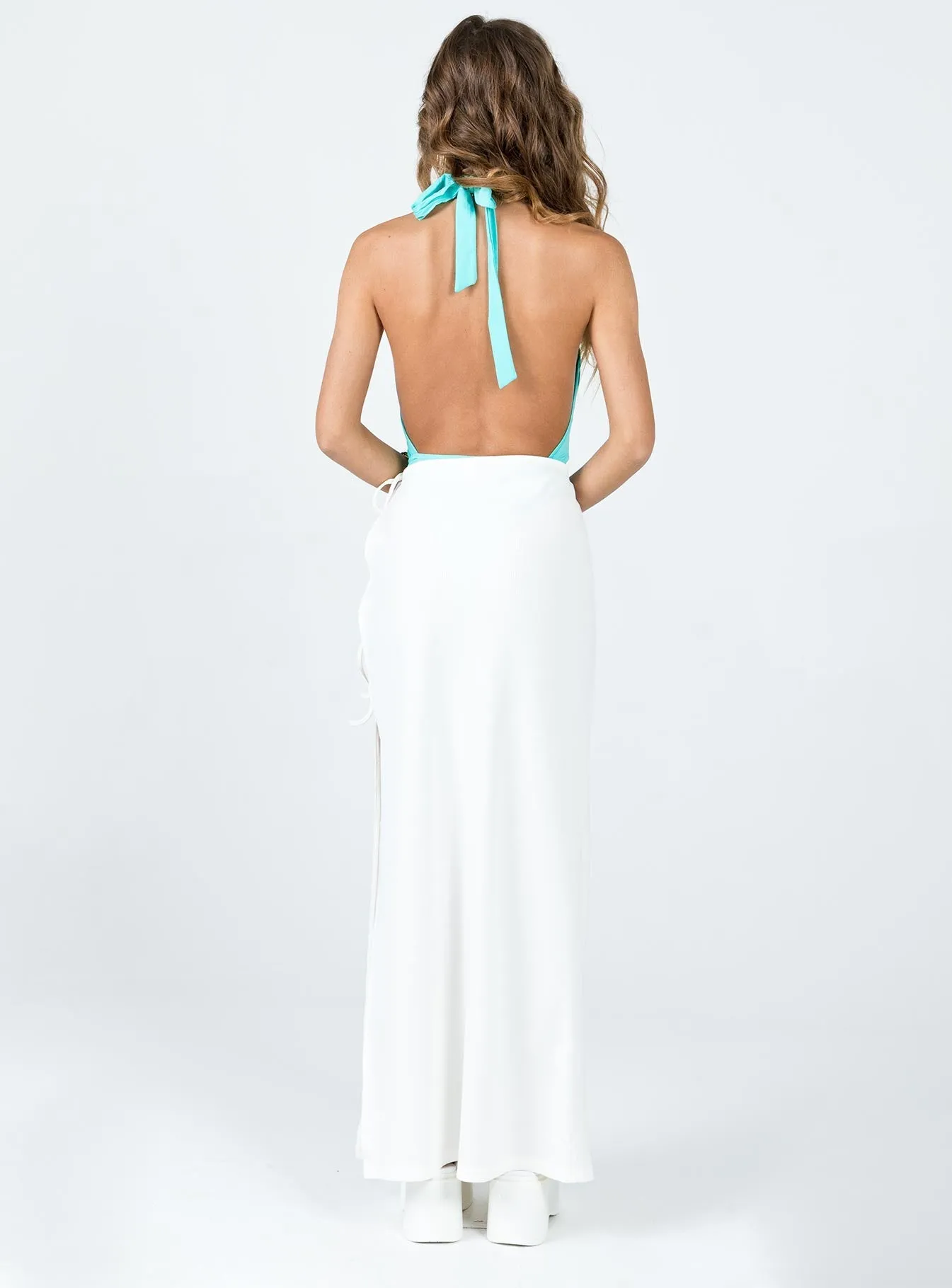 Anisha Tie Maxi Skirt White