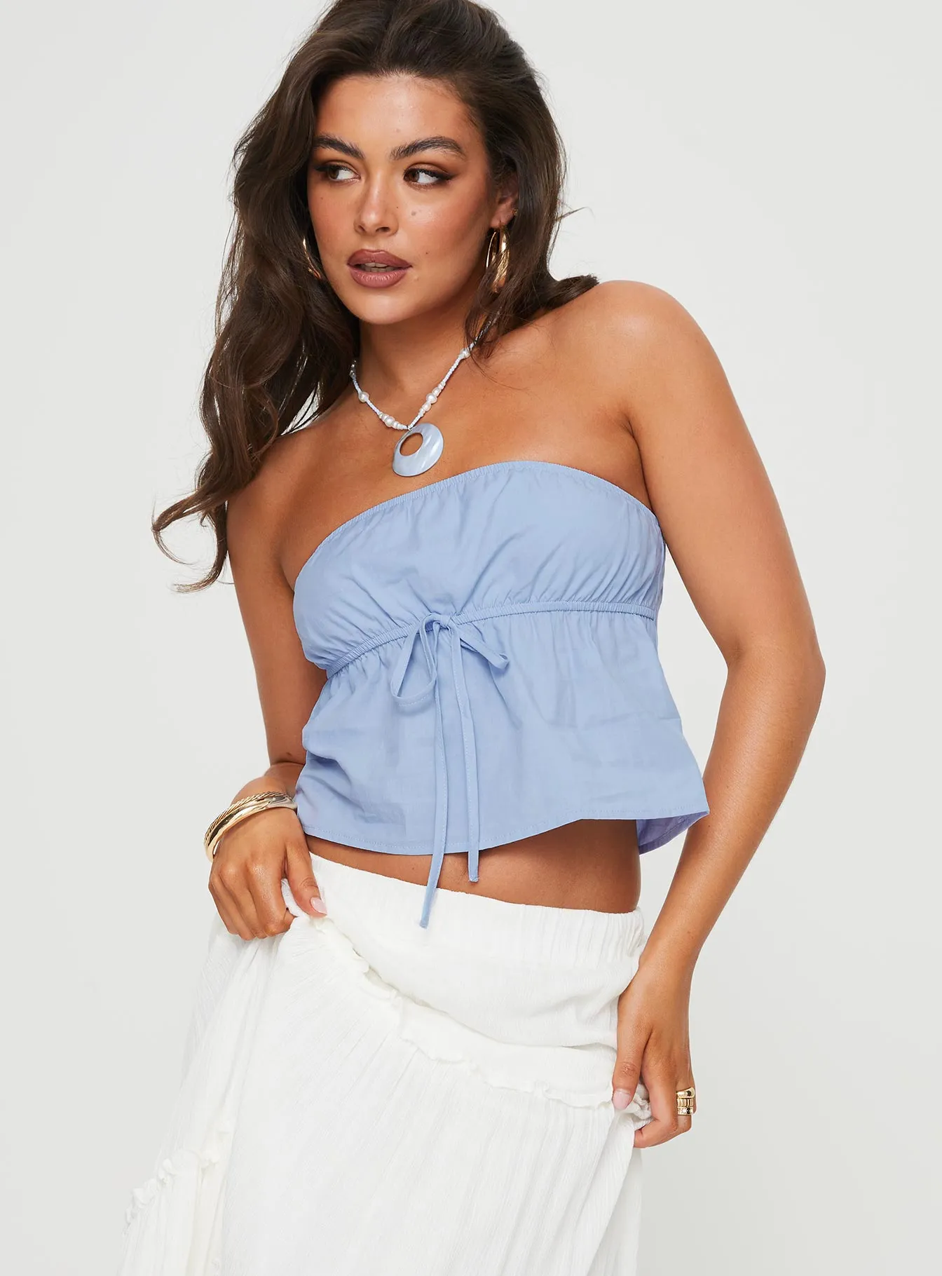 Annelyse Strapless Top Blue