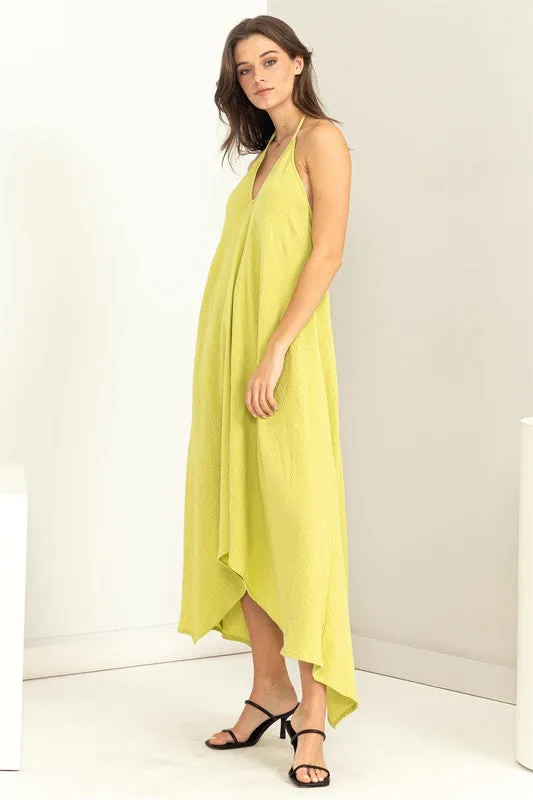 Asymmetric Halter Maxi Dress