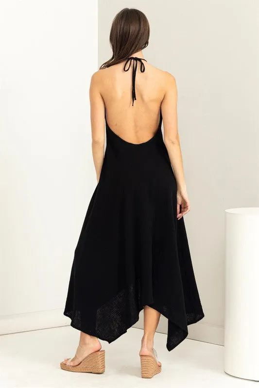 Asymmetric Halter Maxi Dress