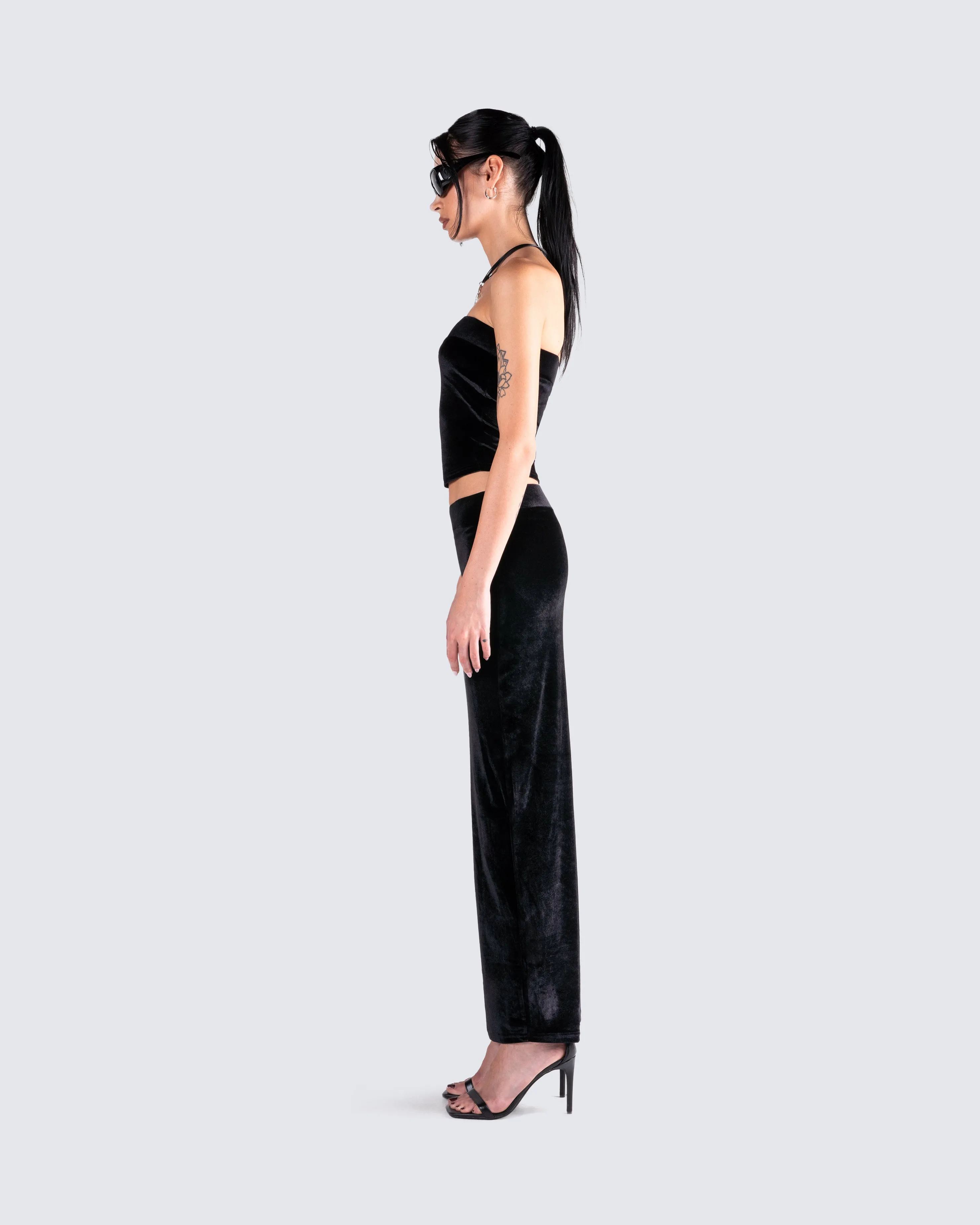 Ayla Black Velvet Maxi Skirt