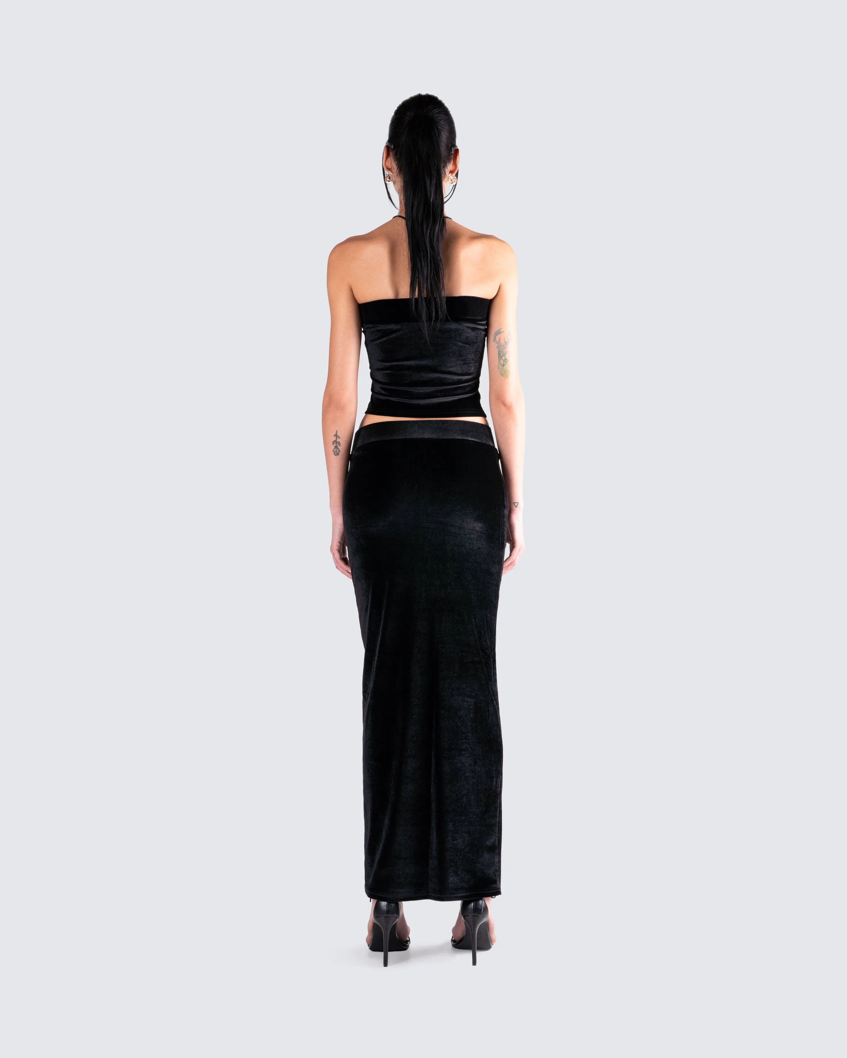 Ayla Black Velvet Maxi Skirt