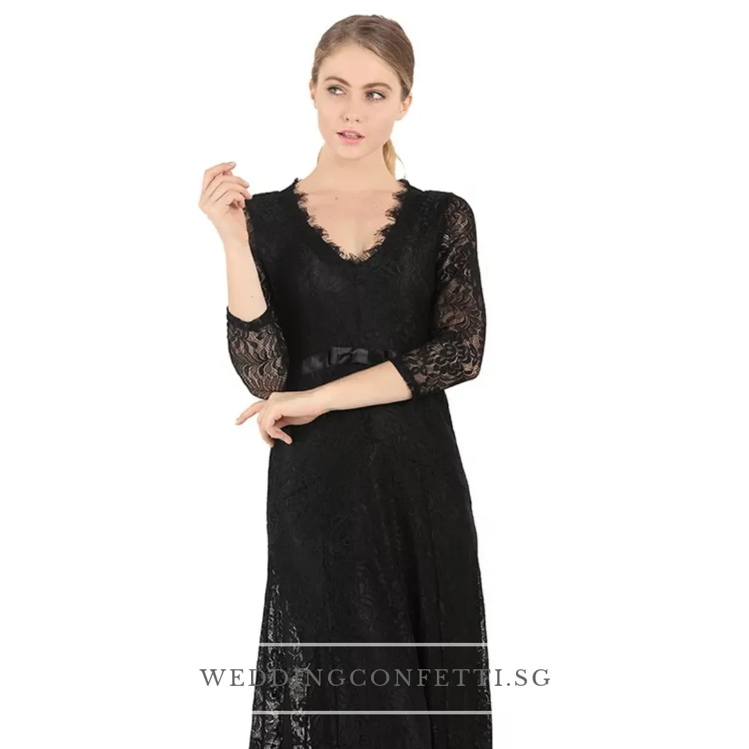 Azelia Black Long Lace Dress