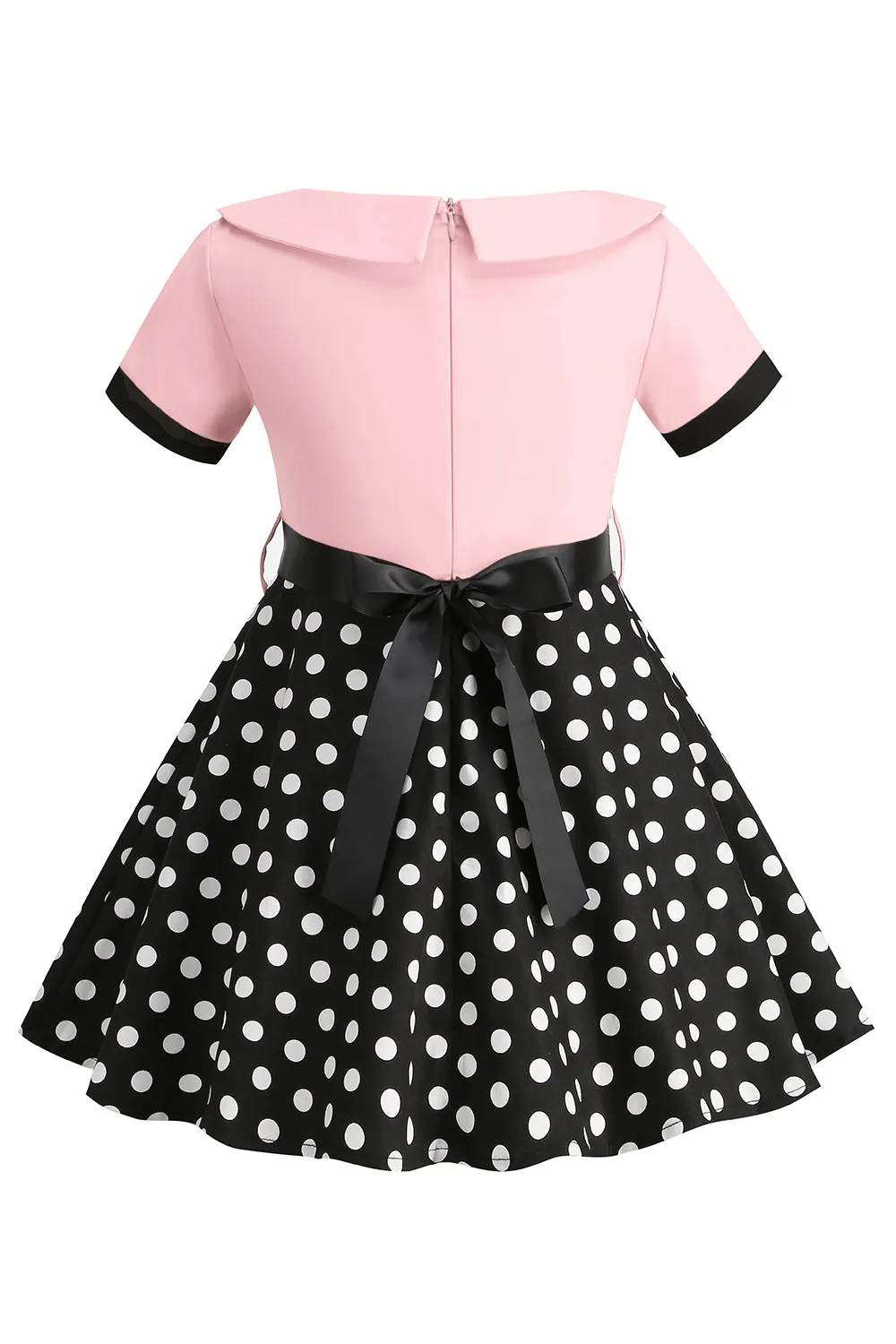 Bateau Neck Polka Dots White Vintage Girl Dresses