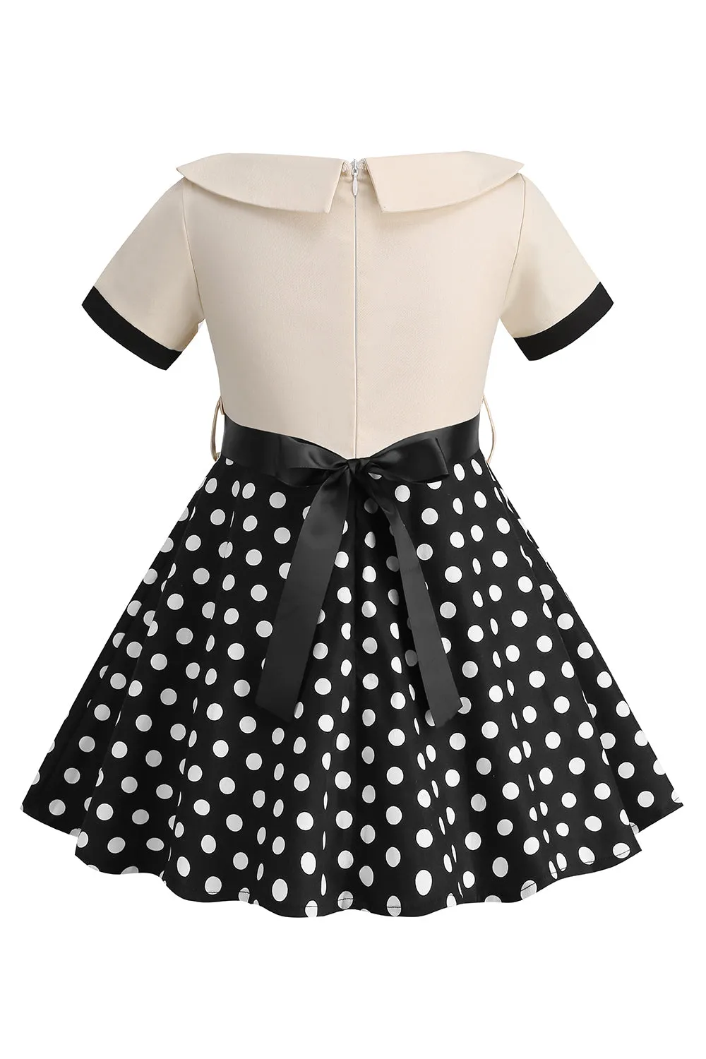 Bateau Neck Polka Dots White Vintage Girl Dresses