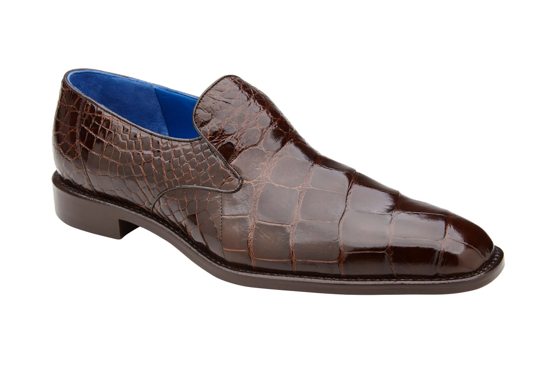 Belvedere - Genova, Genuine Alligator Slip-on Dress Shoe - Chocolate Brown - R53