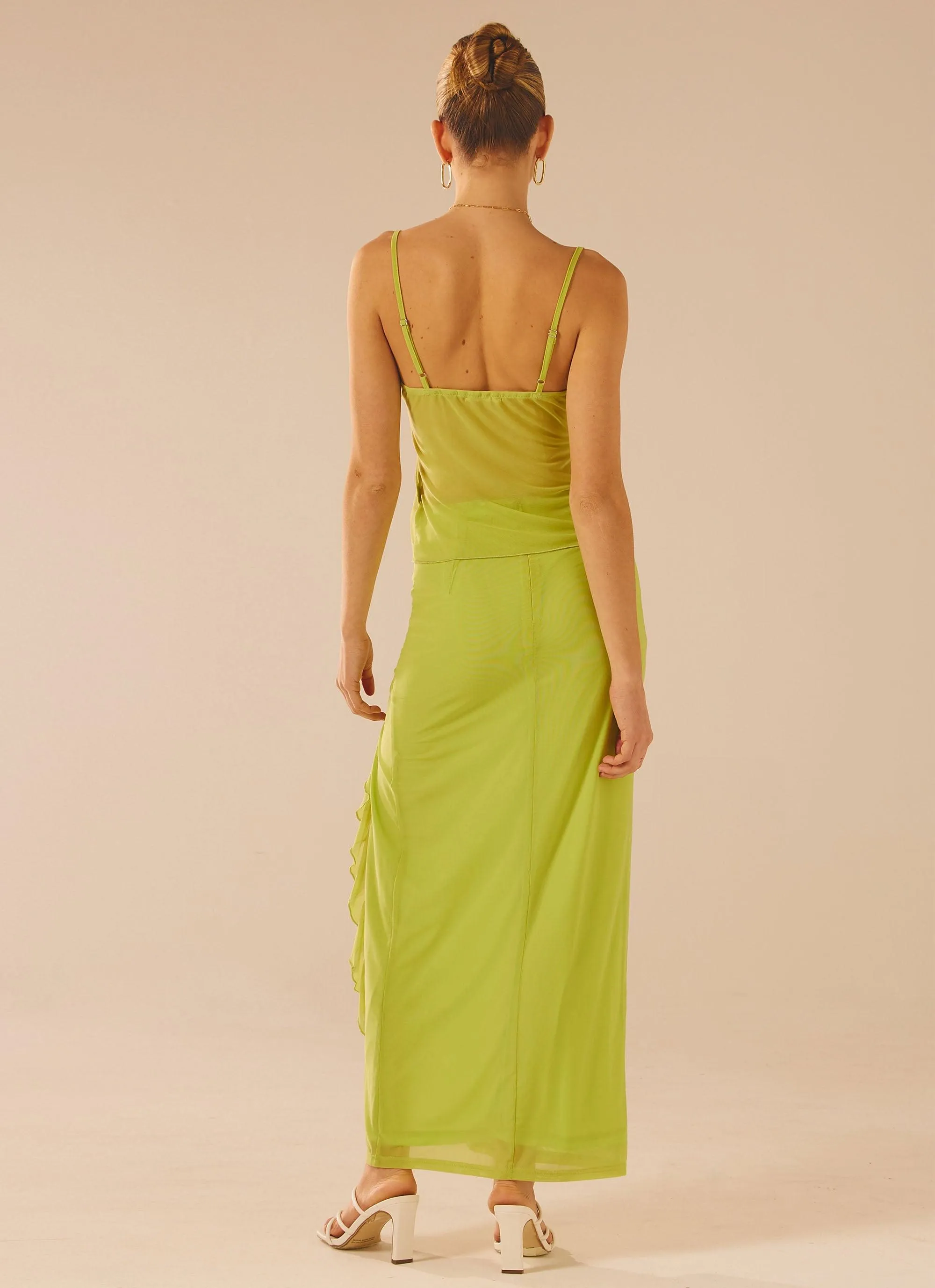 Bittersweet Mesh Maxi Skirt - Fern