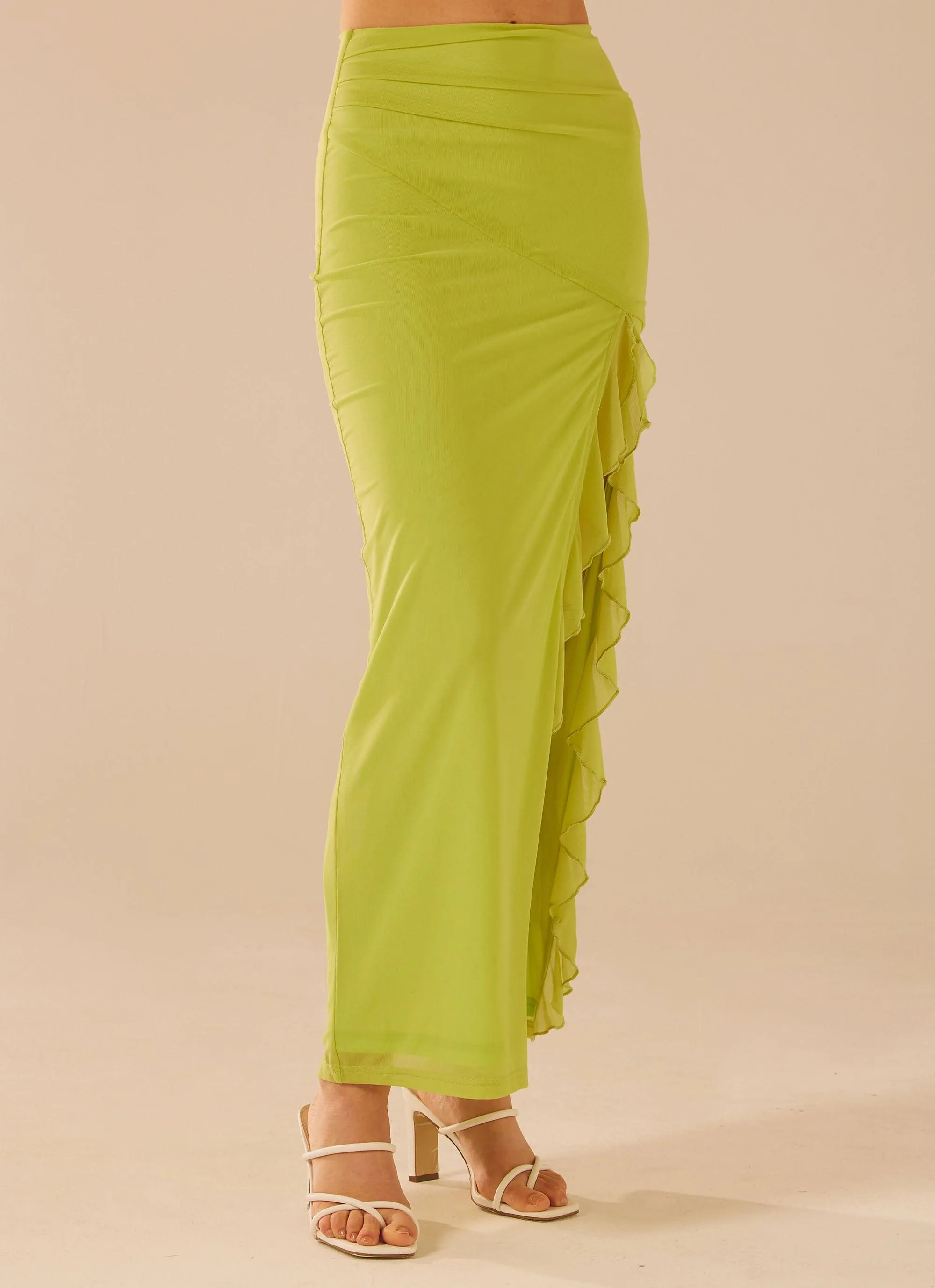 Bittersweet Mesh Maxi Skirt - Fern