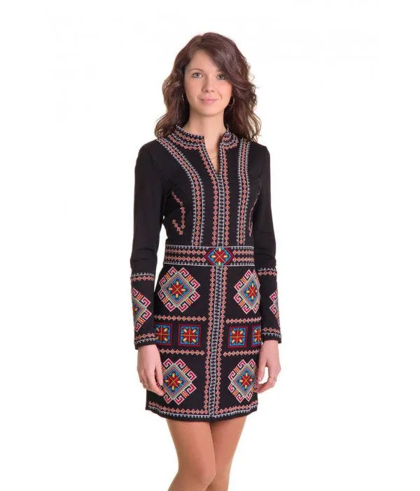 Black Embroidered Dress “Pysanka”