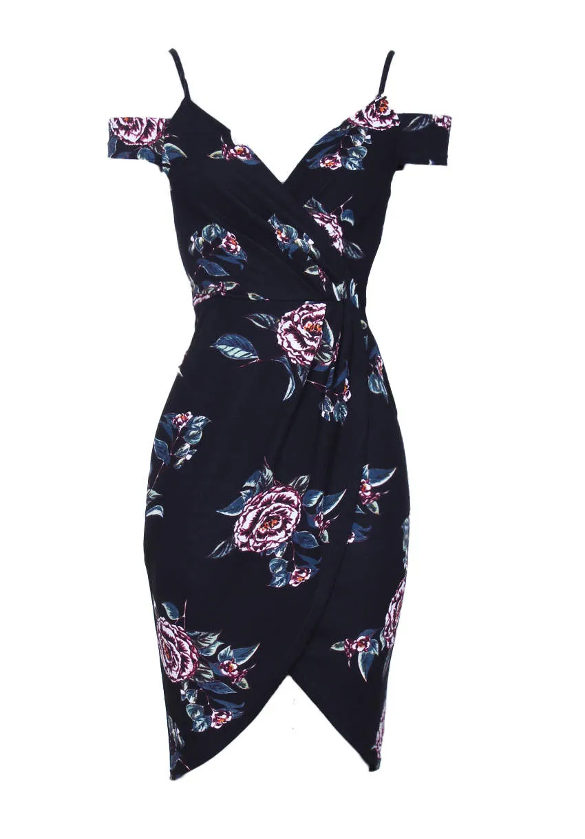 Black Floral Midi Dress