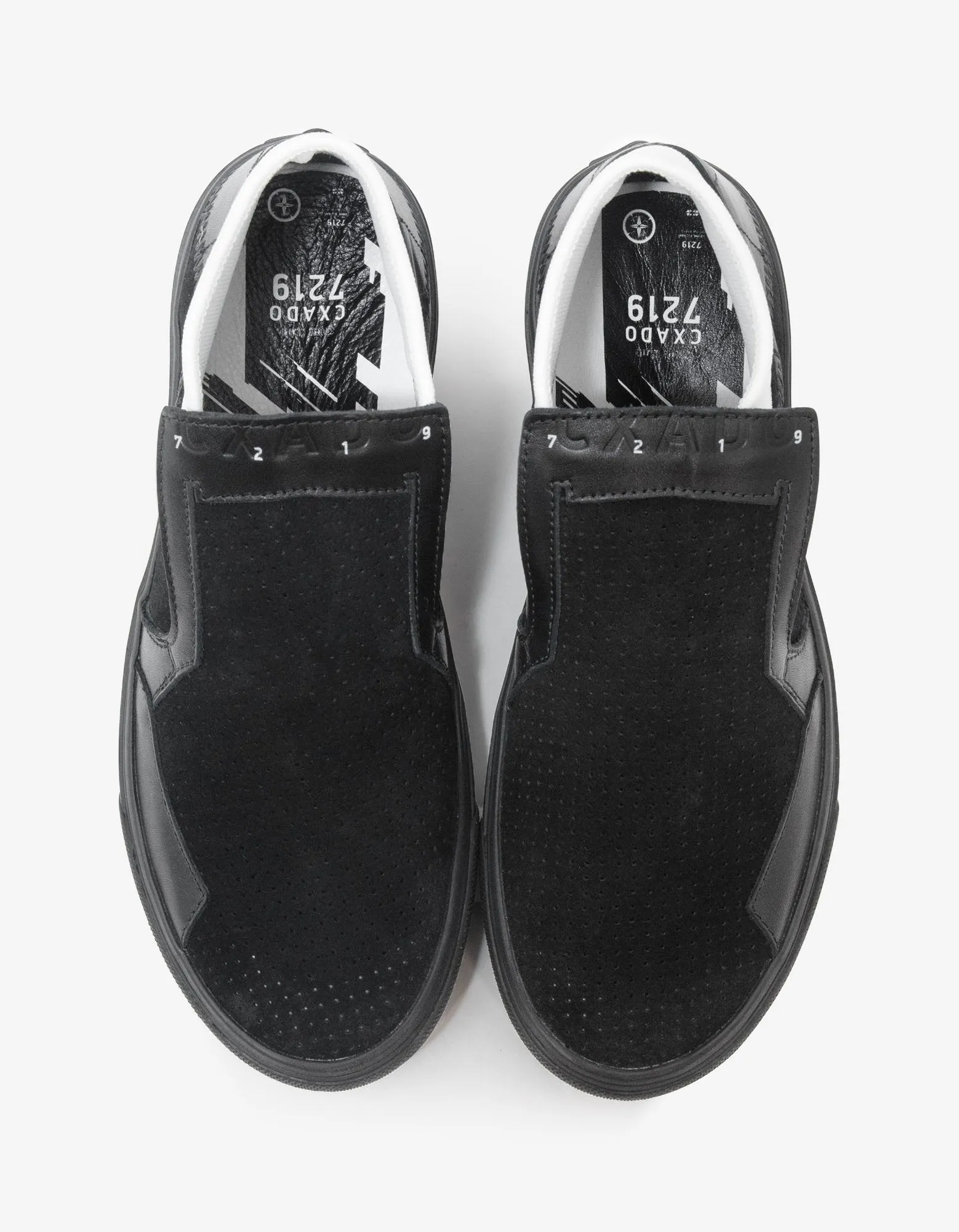 Black Leather Slip-On Trainers