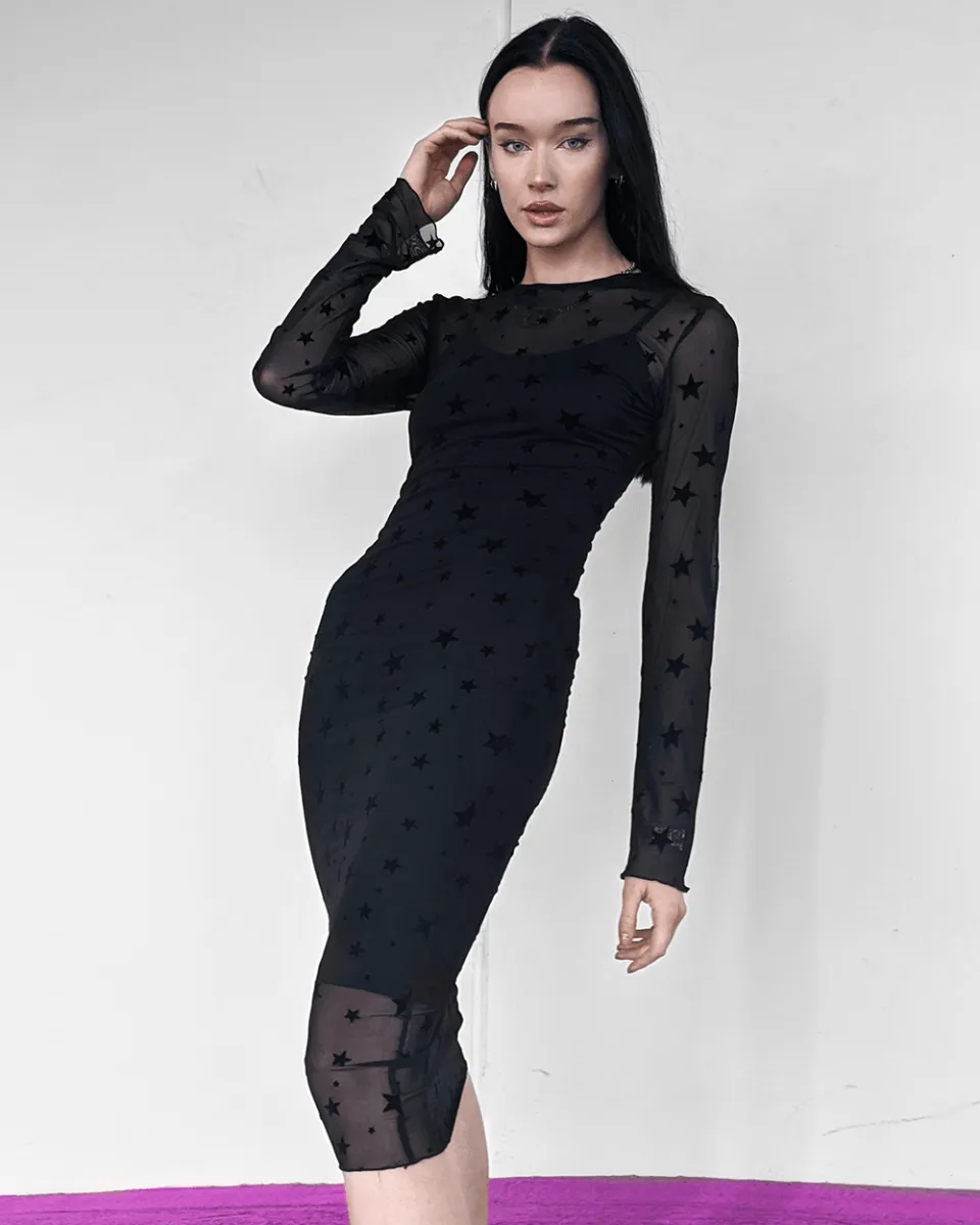 Black Star Long Sleeve Dress